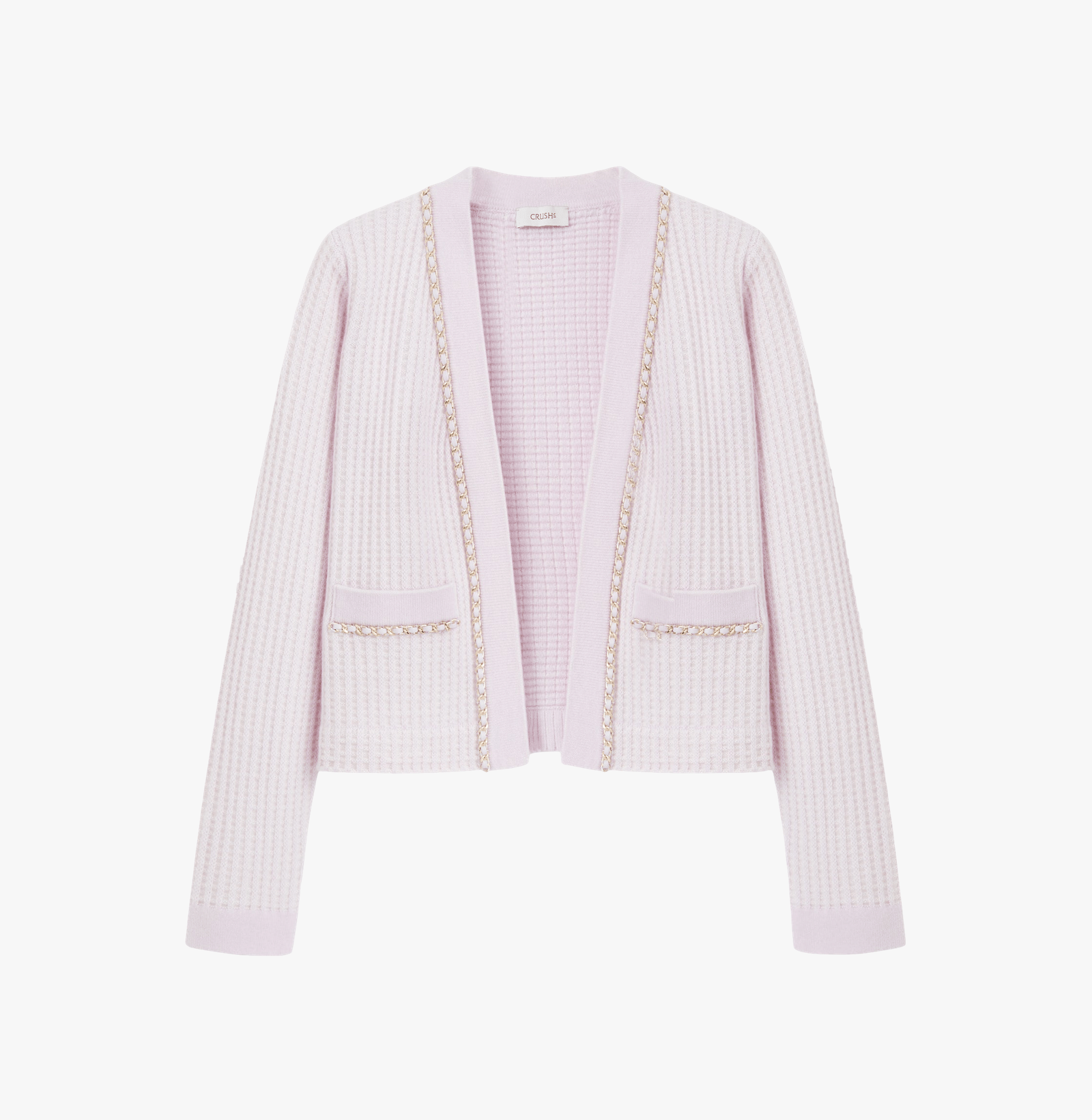 WAFFLE KNIT CASHMERE CARDIGAN in Purple made by CRUSH Collection