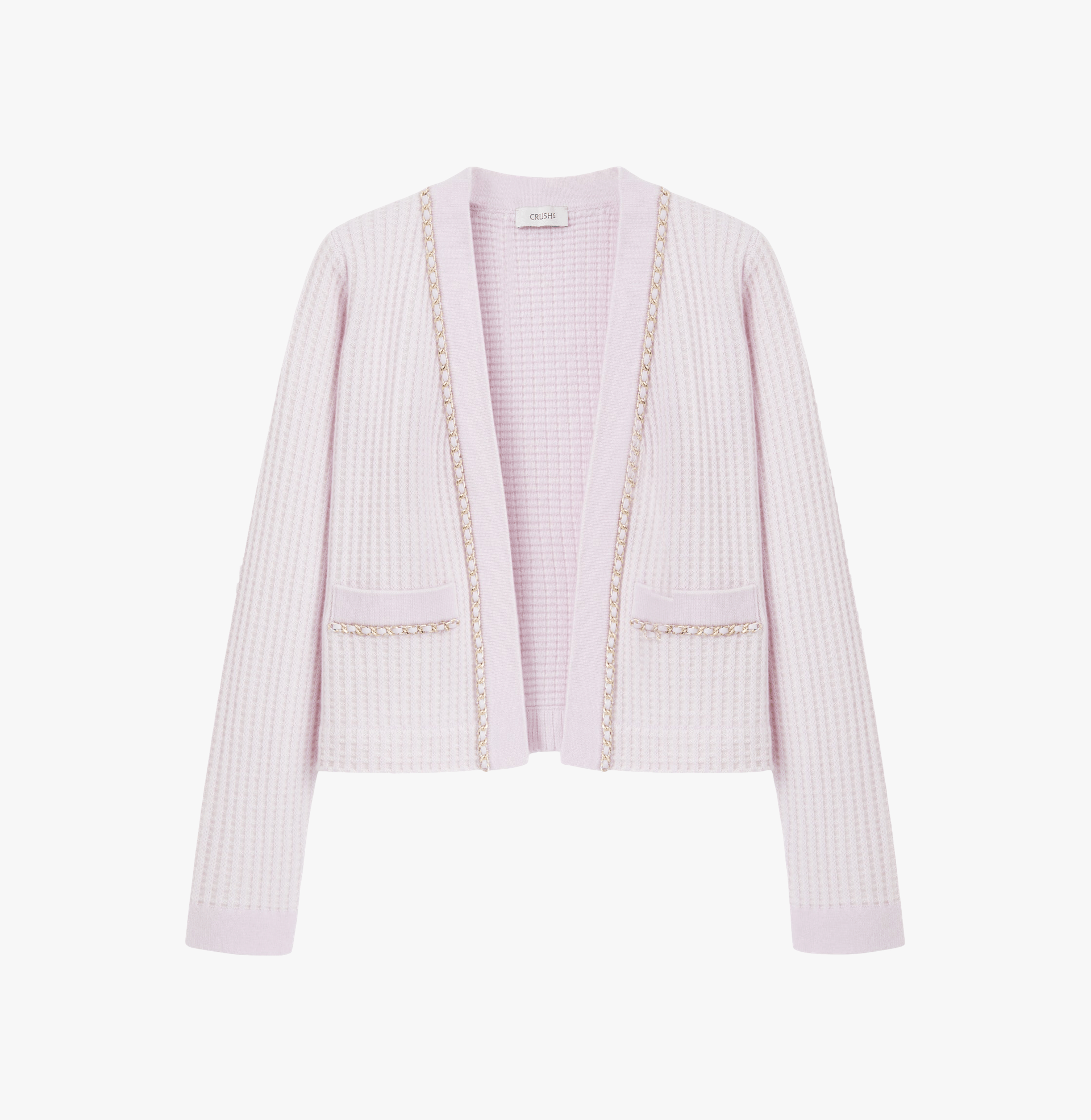 WAFFLE KNIT CASHMERE CARDIGAN in Purple made by CRUSH Collection