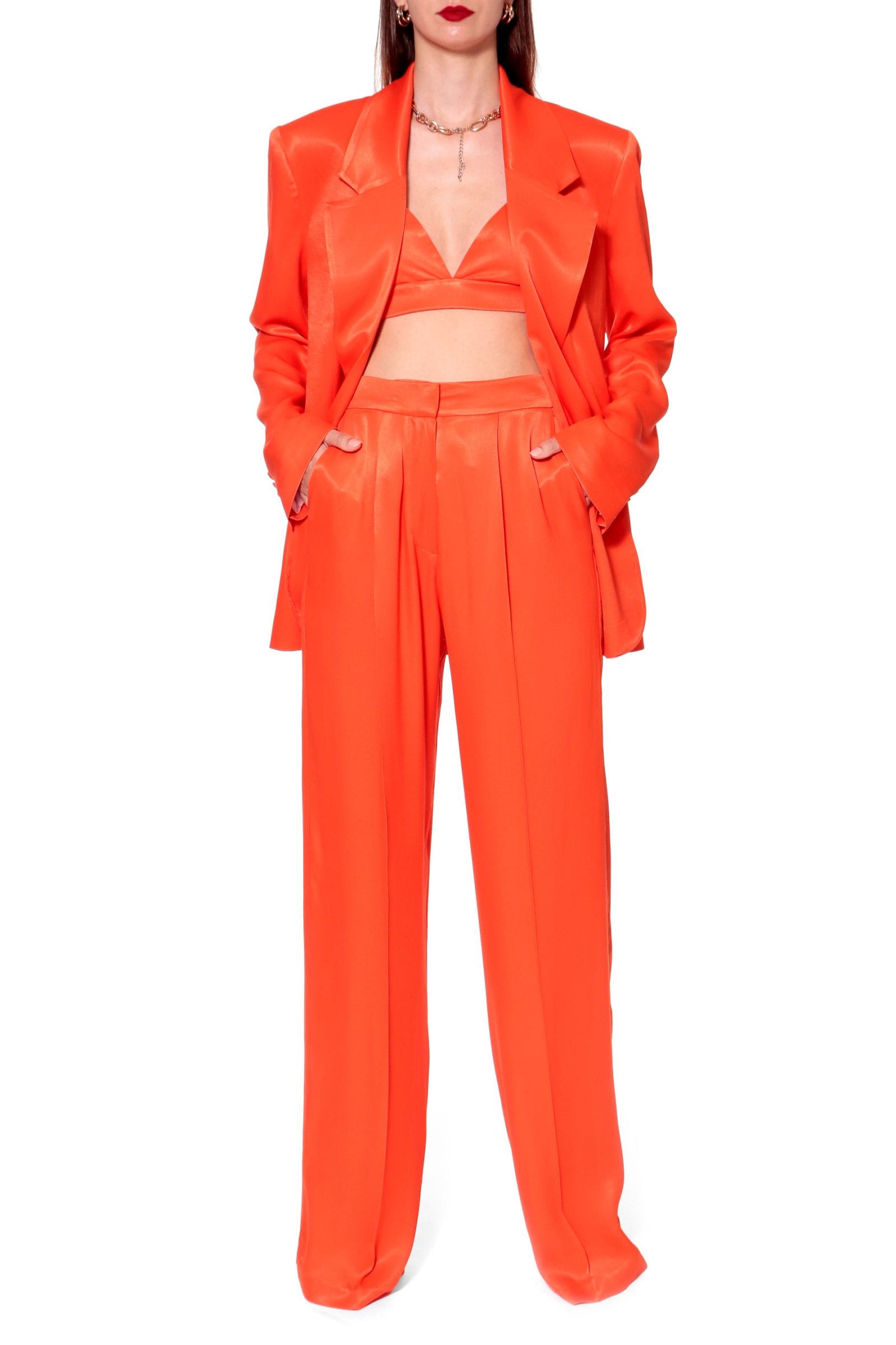 Bralette Top Asha Satin Nasturtium in Orange made by HALEWSKI