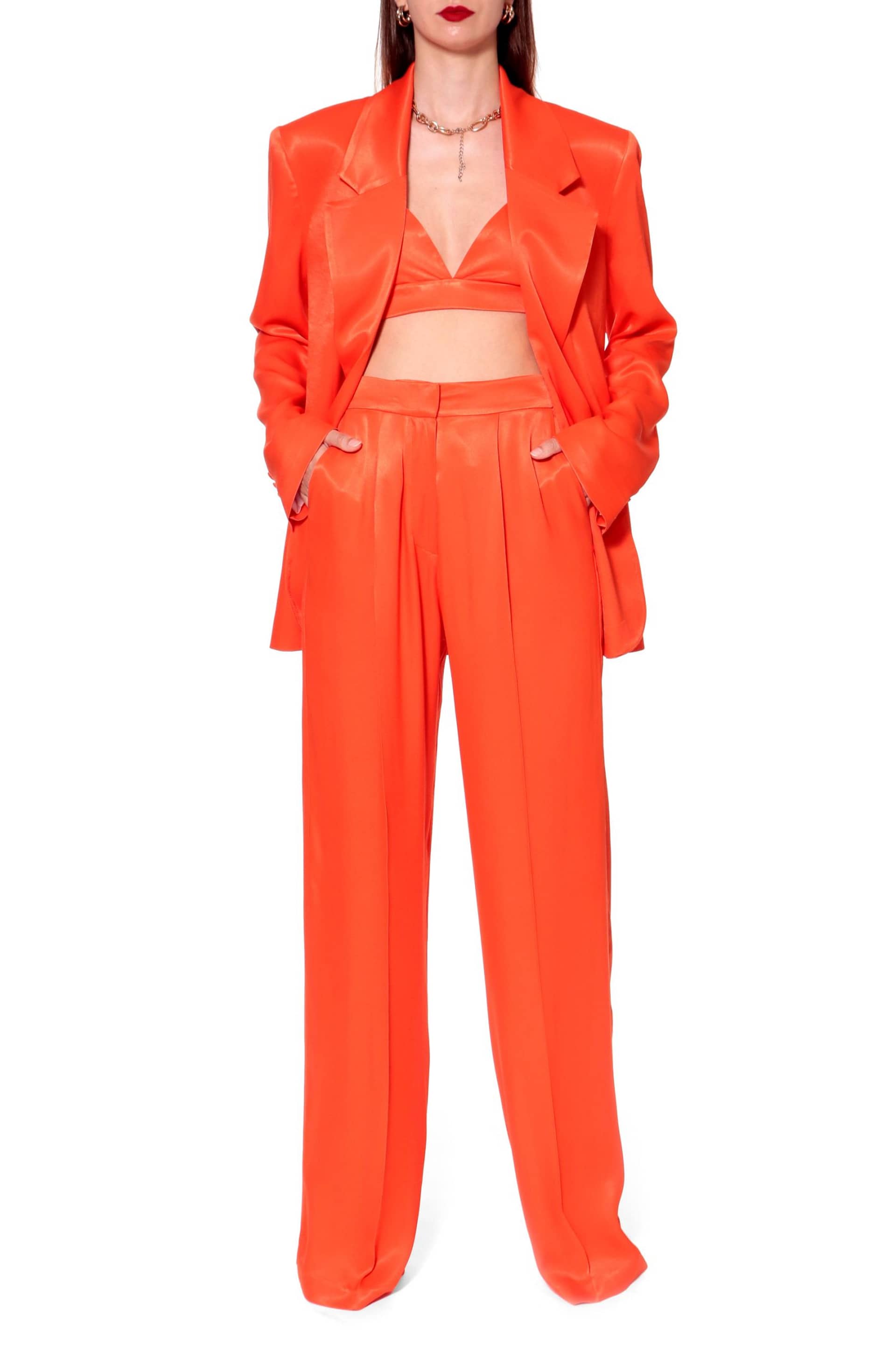 Bralette Top Asha Satin Nasturtium in Orange made by HALEWSKI