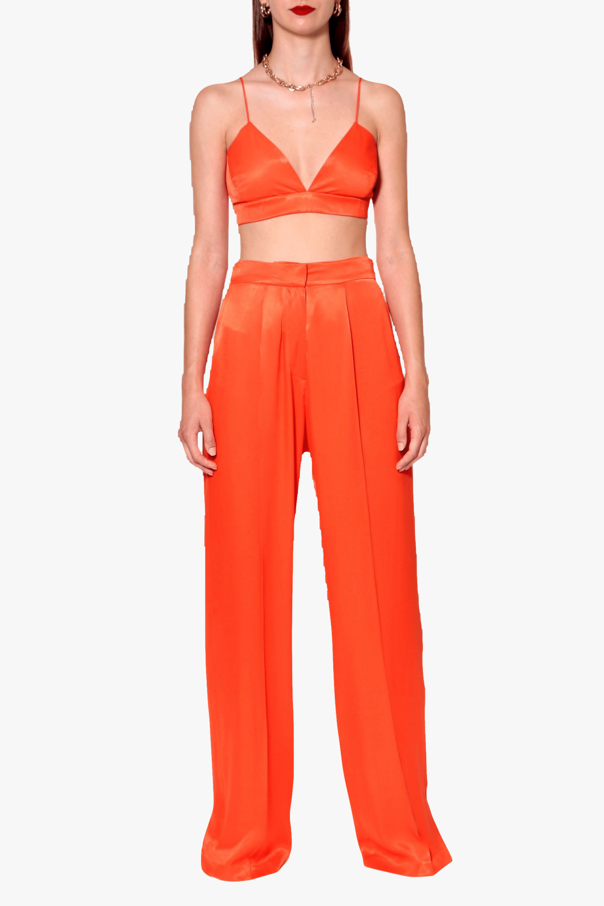 Bralette Top Asha Satin Nasturtium in Orange made by HALEWSKI