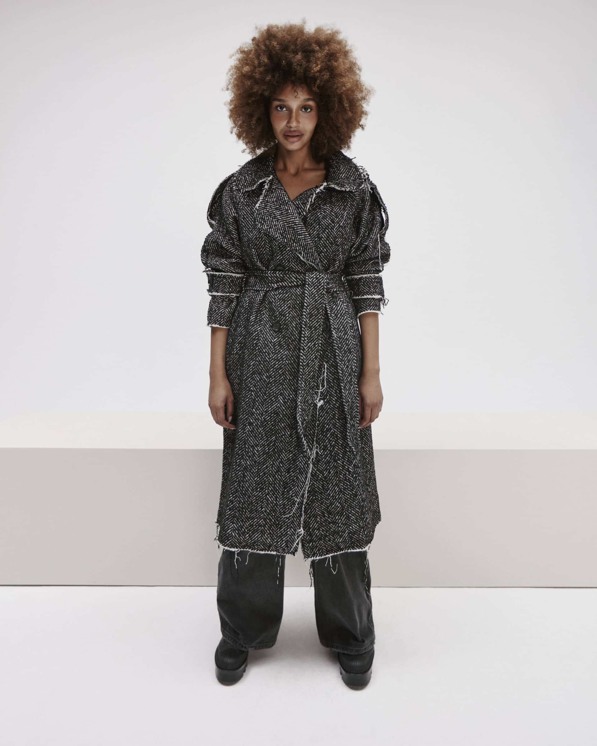 Wrap Coat In Grey made by YAVORSKA