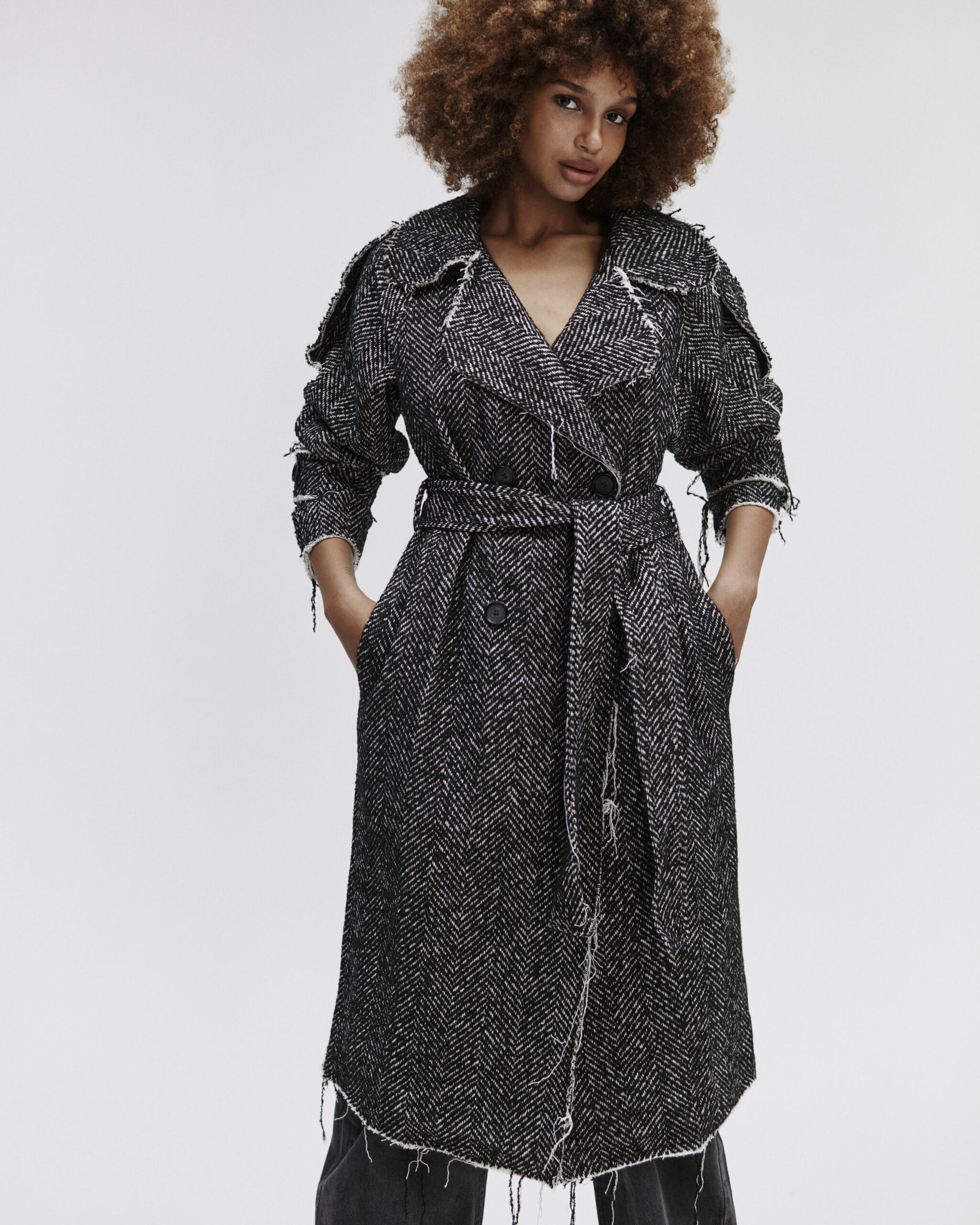 Wrap Coat In Grey made by YAVORSKA
