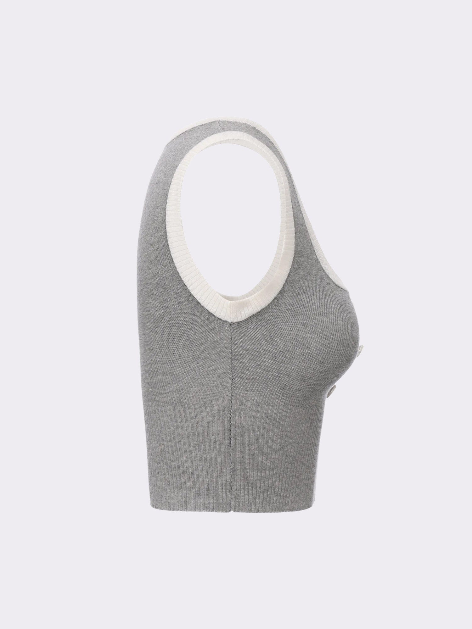 Millie Contrast-Trim Grey Knit Vest made by Nana Jacqueline