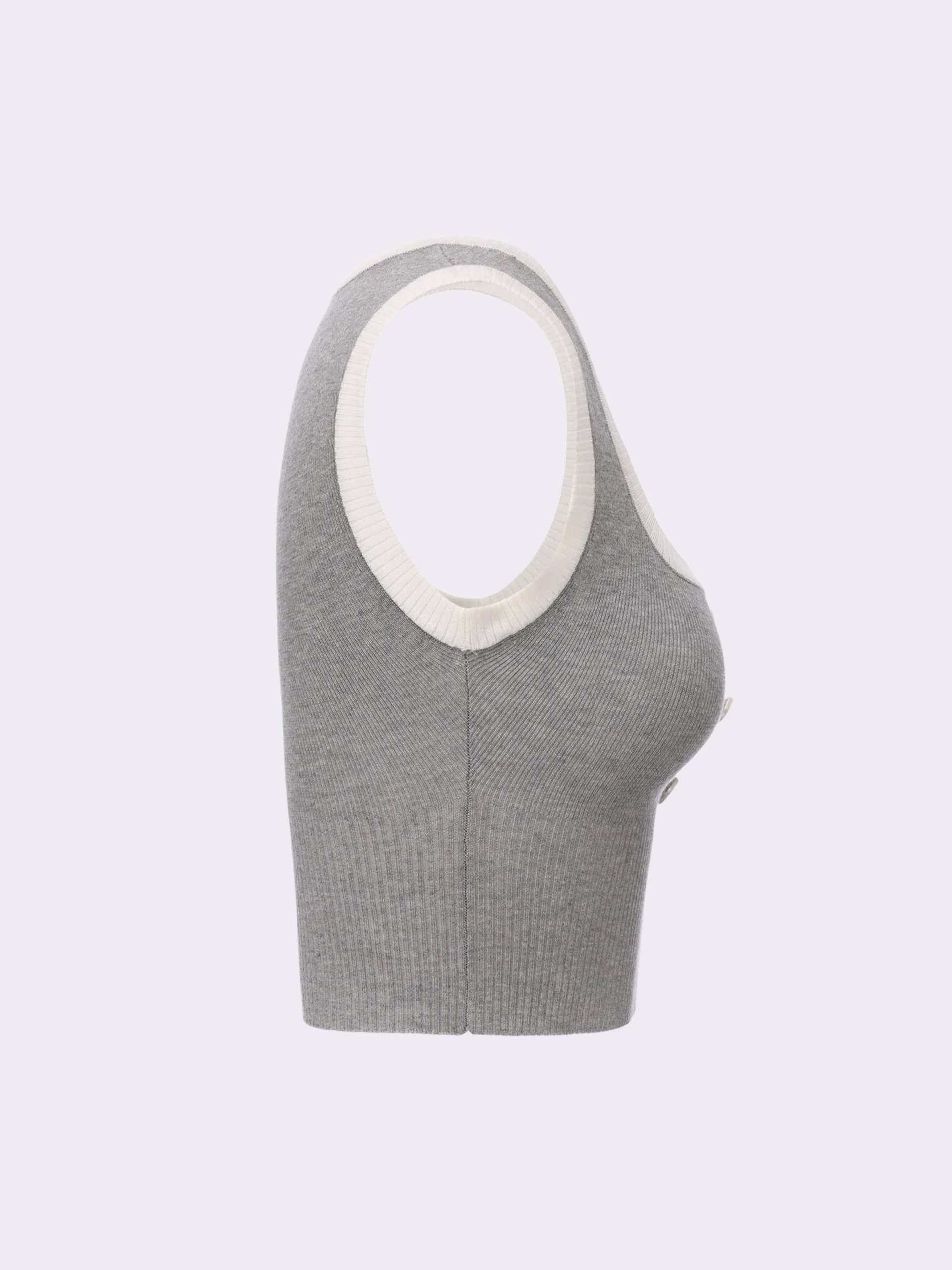 Millie Contrast-Trim Grey Knit Vest made by Nana Jacqueline