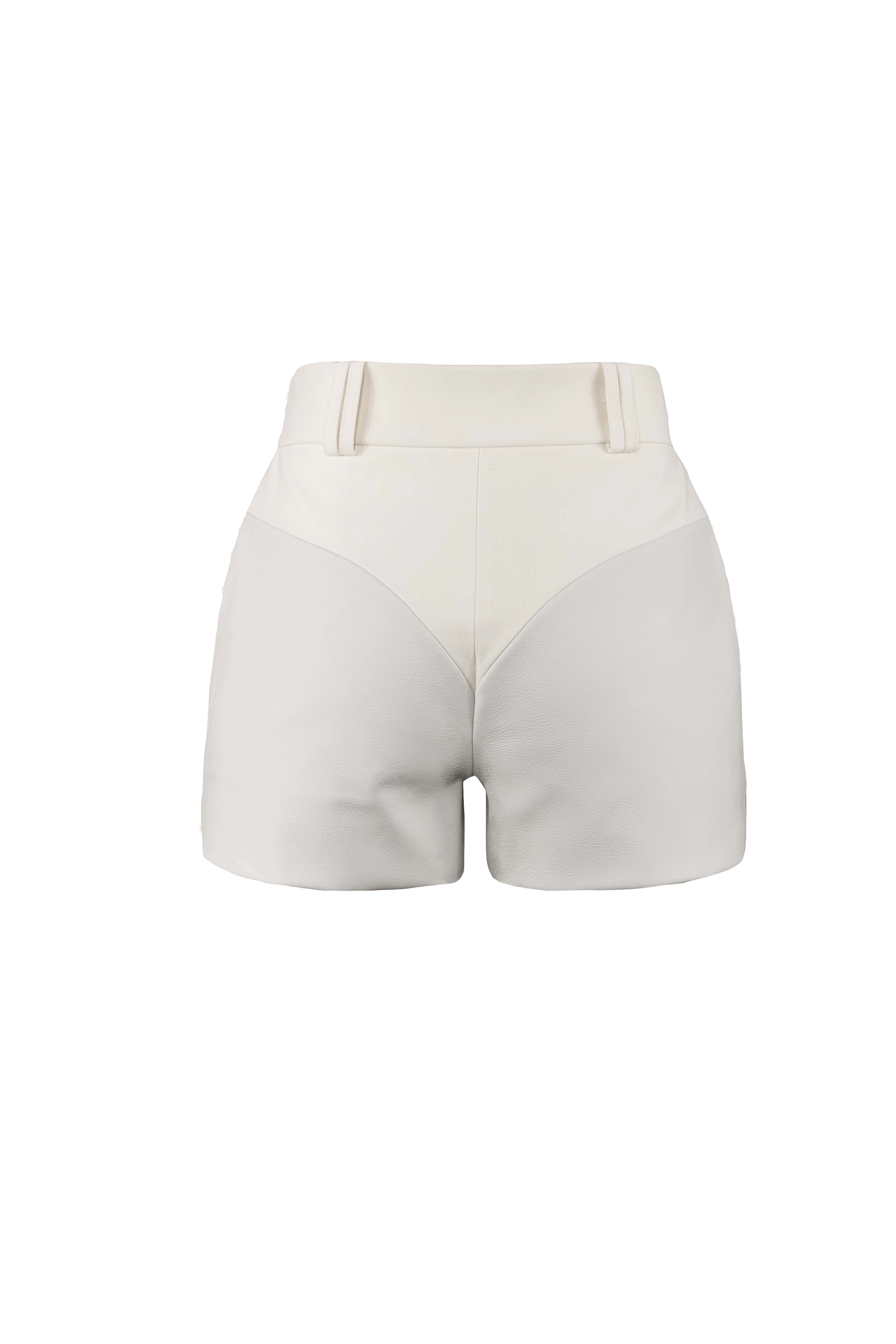 BLISS LEATHER & SUEDE SHORTS in White made by Vestiaire d'un Oiseau Libre