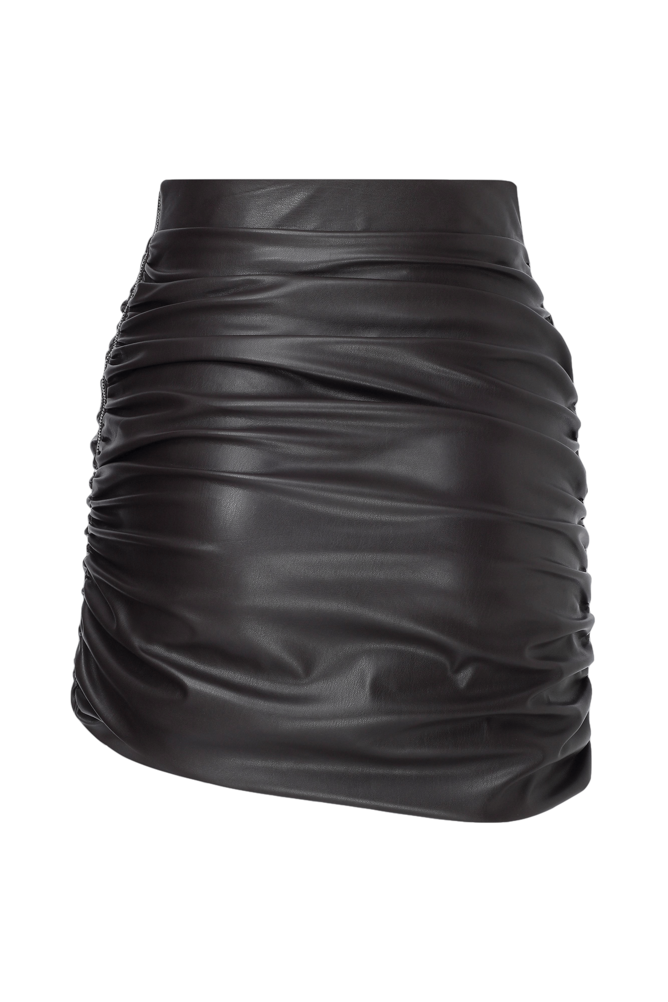 Chels Ruched Skirt in Brown made by Nazli Ceren
