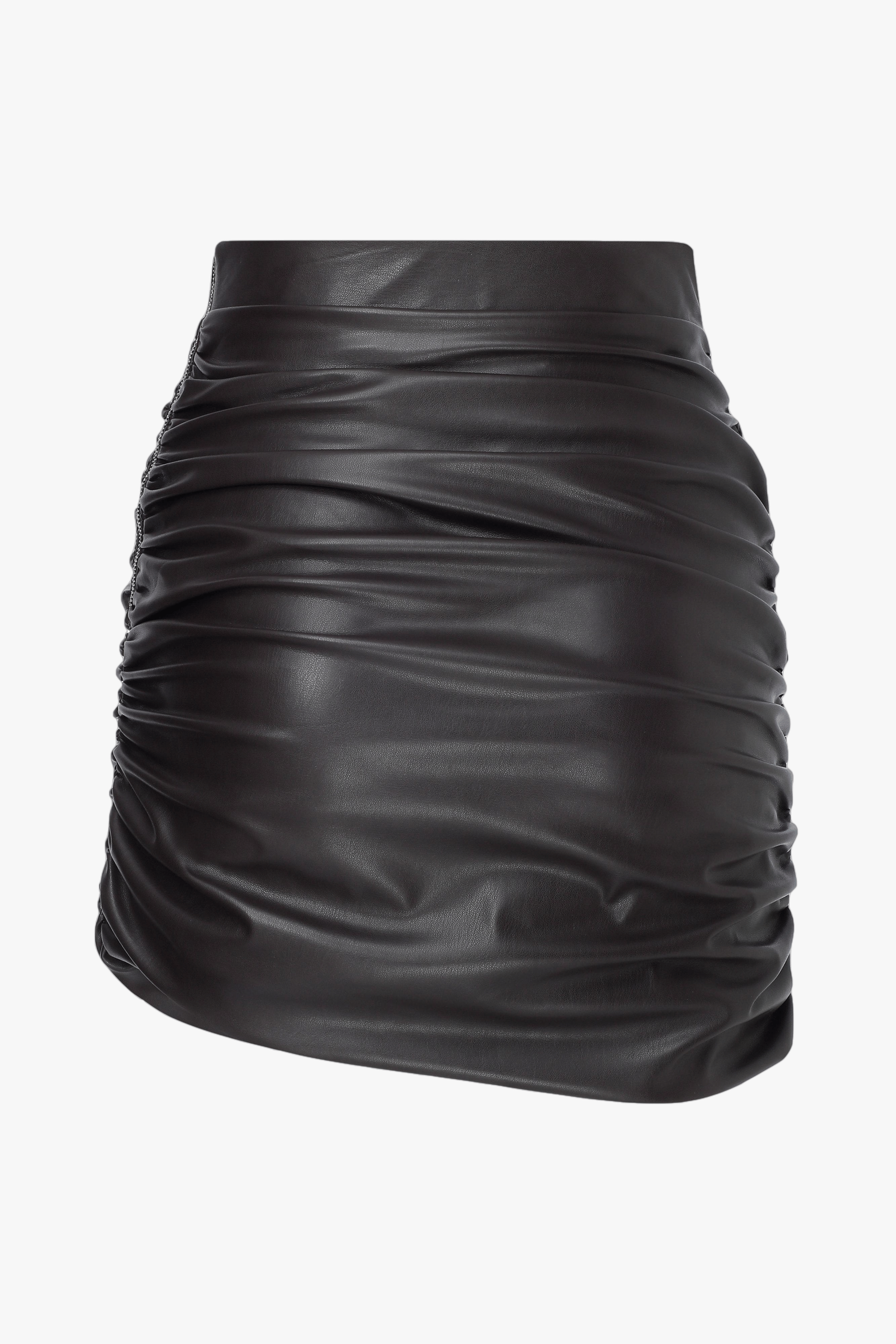 Chels Ruched Skirt in Brown made by Nazli Ceren