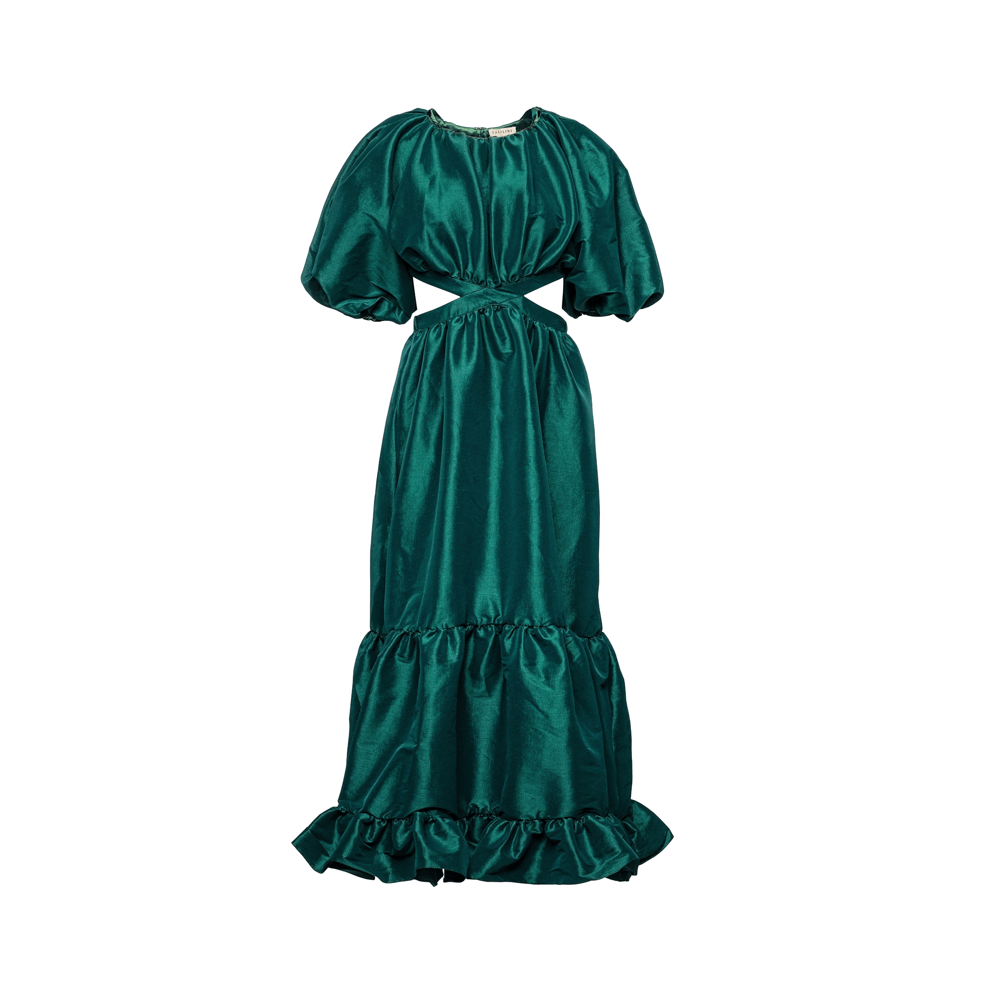 Laila Maxi Taffeta Dress Emerald Green made by Vasiliki