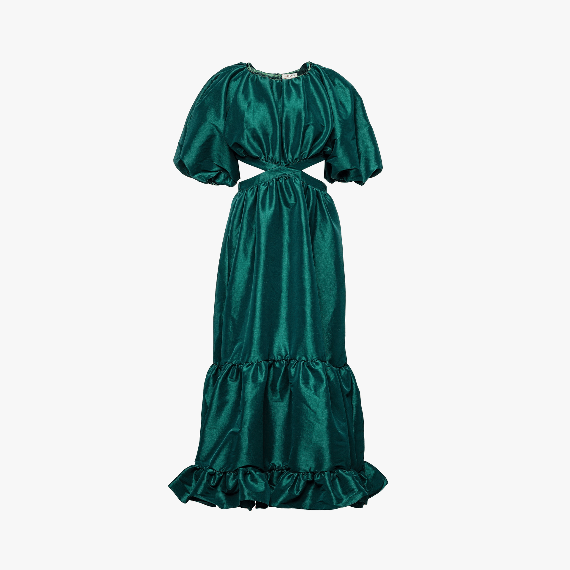 Laila Maxi Taffeta Dress Emerald Green made by Vasiliki