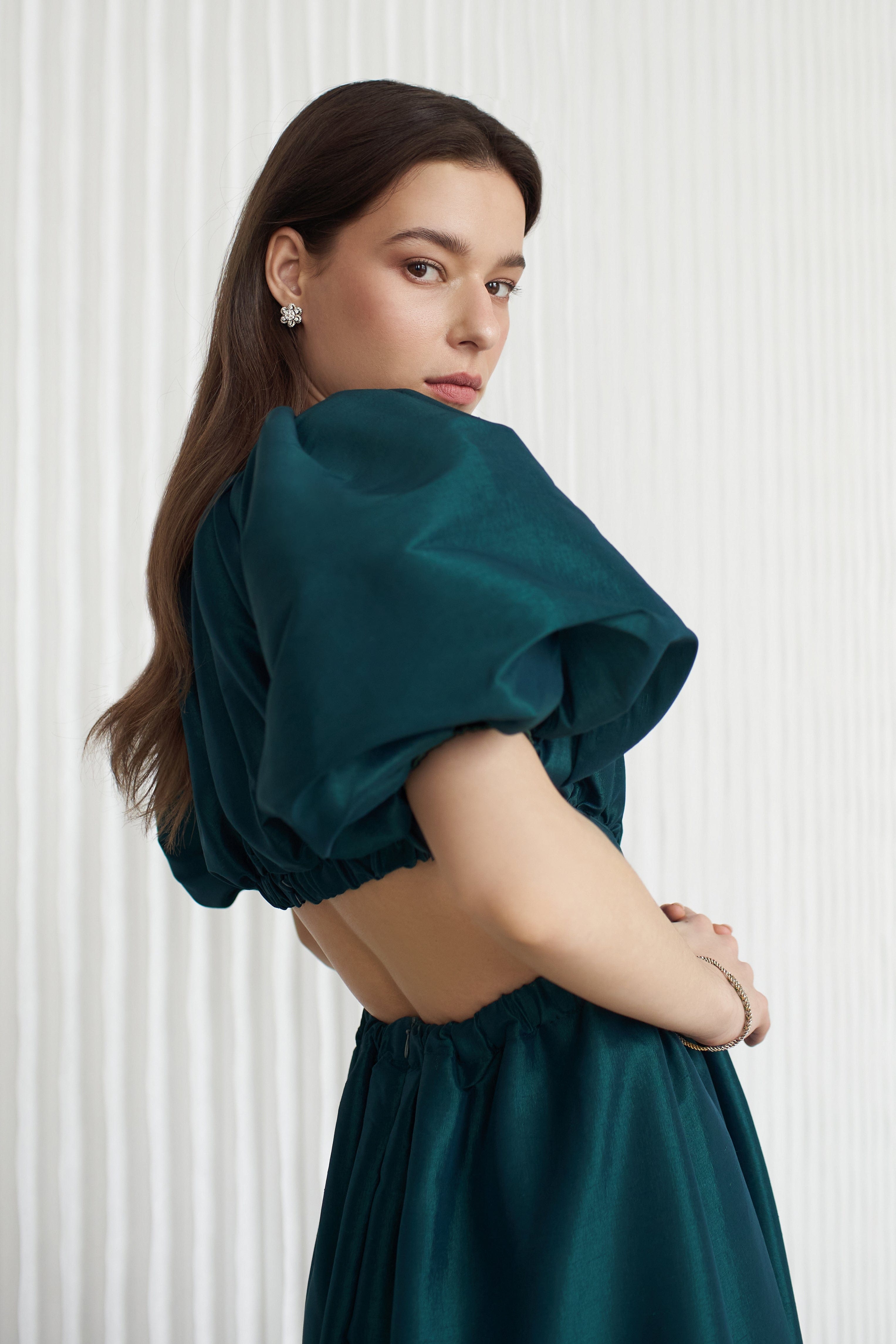 Laila Maxi Taffeta Dress Emerald Green made by Vasiliki