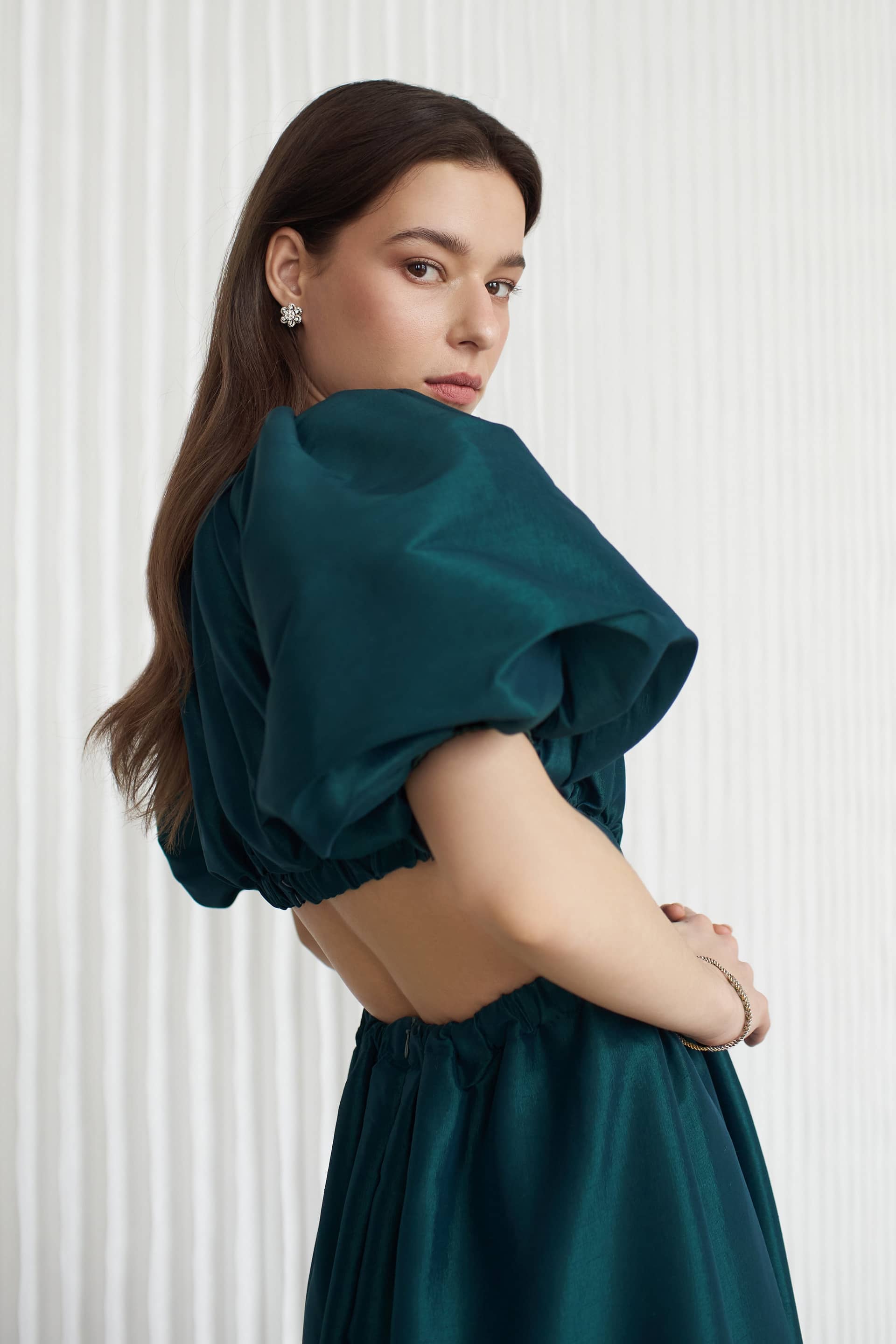 Laila Maxi Taffeta Dress Emerald Green made by Vasiliki