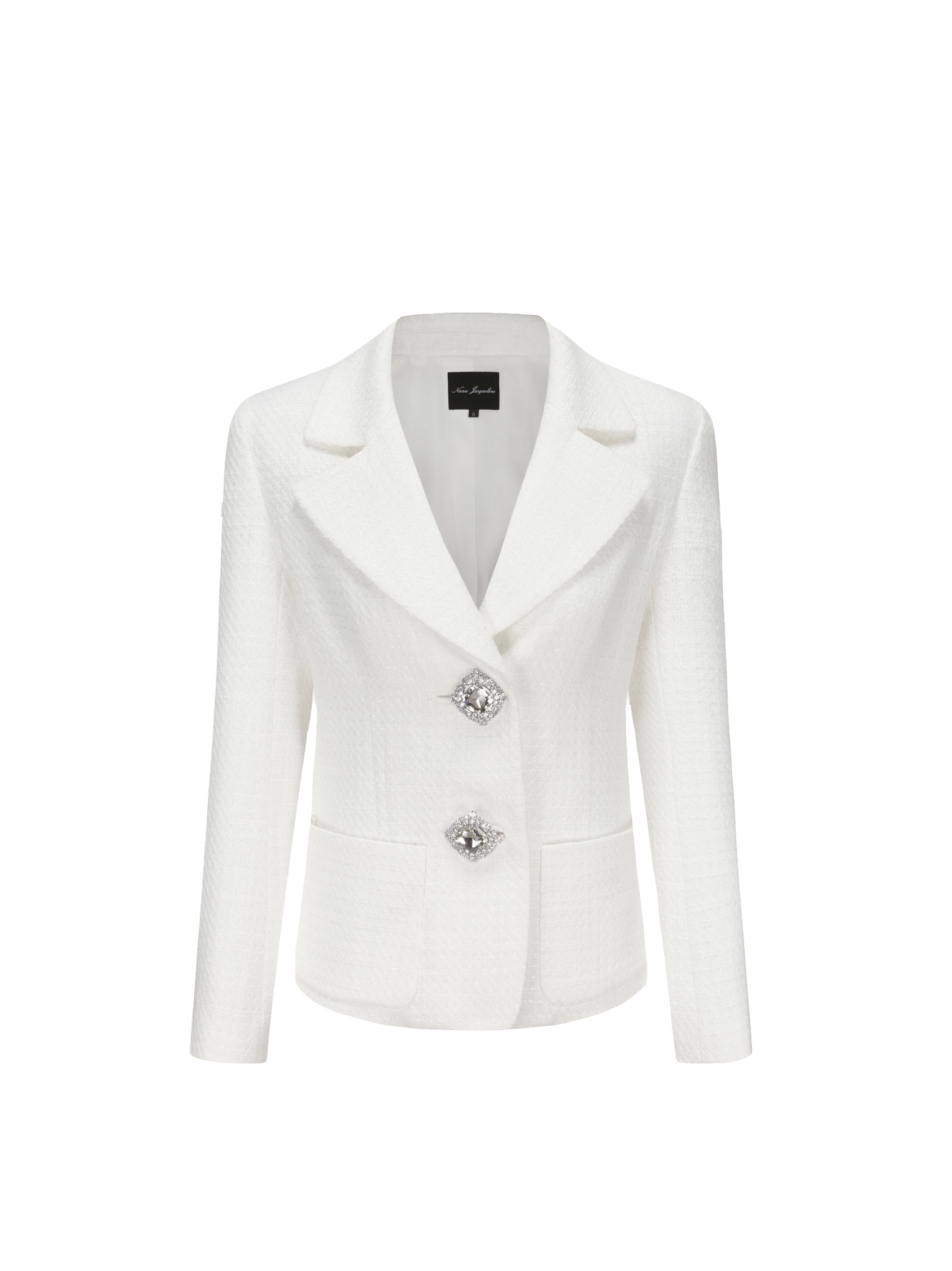 Maya Lapel Suit Jacket (White) in White made by Nana Jacqueline