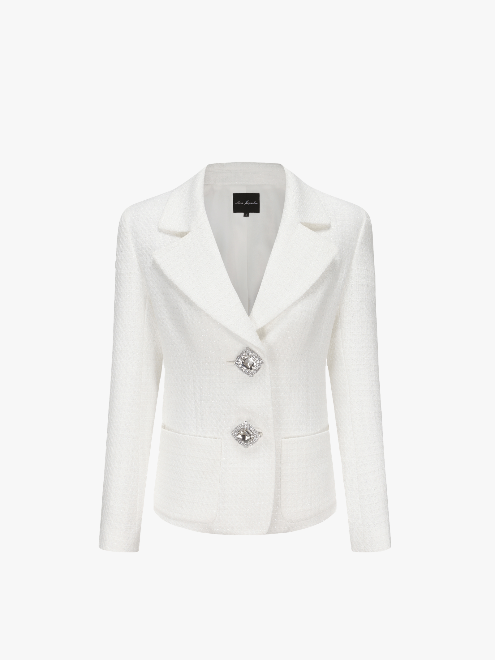 Maya Lapel Suit Jacket (White) in White made by Nana Jacqueline