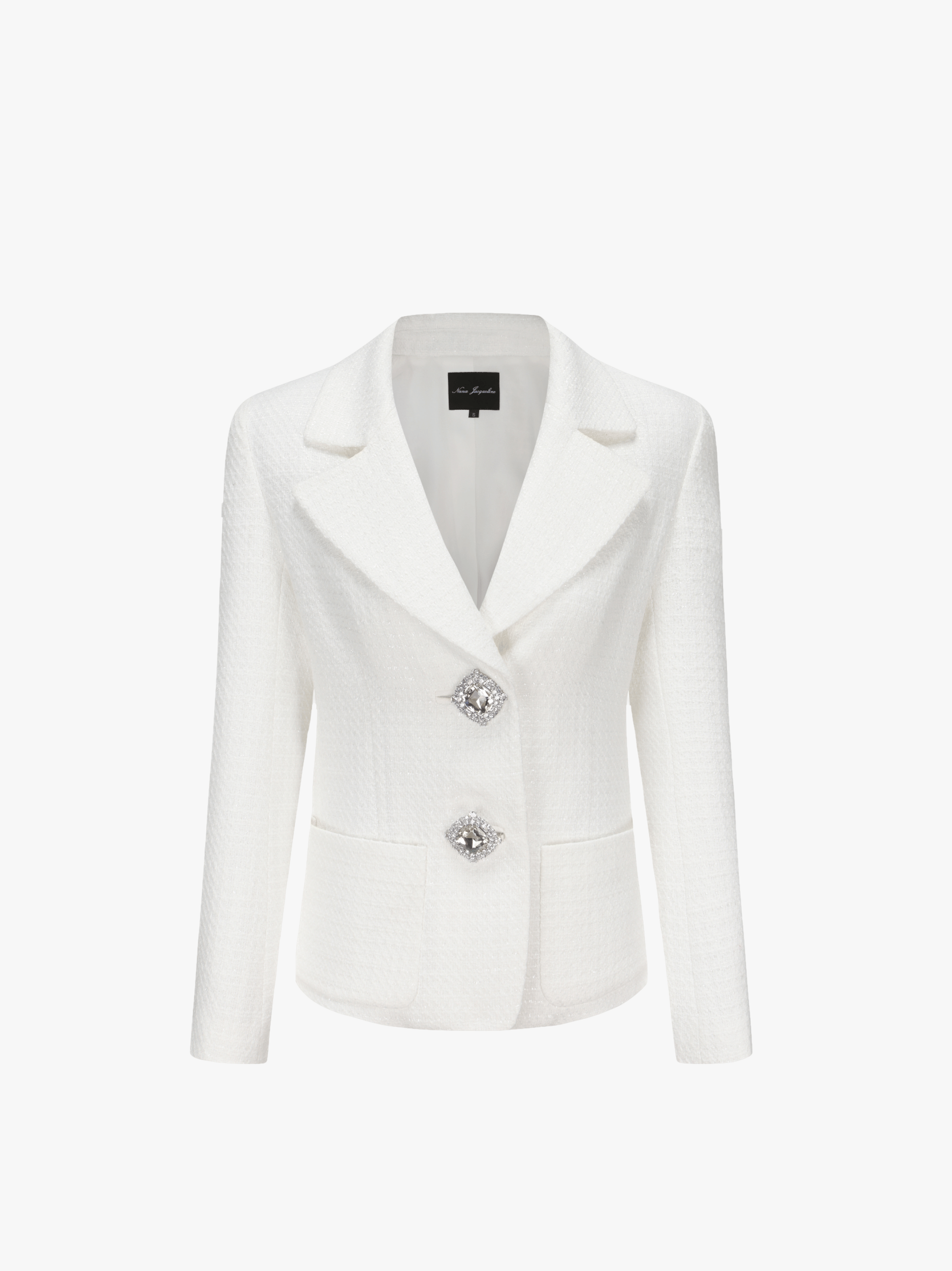 Maya Lapel Suit Jacket (White) in White made by Nana Jacqueline