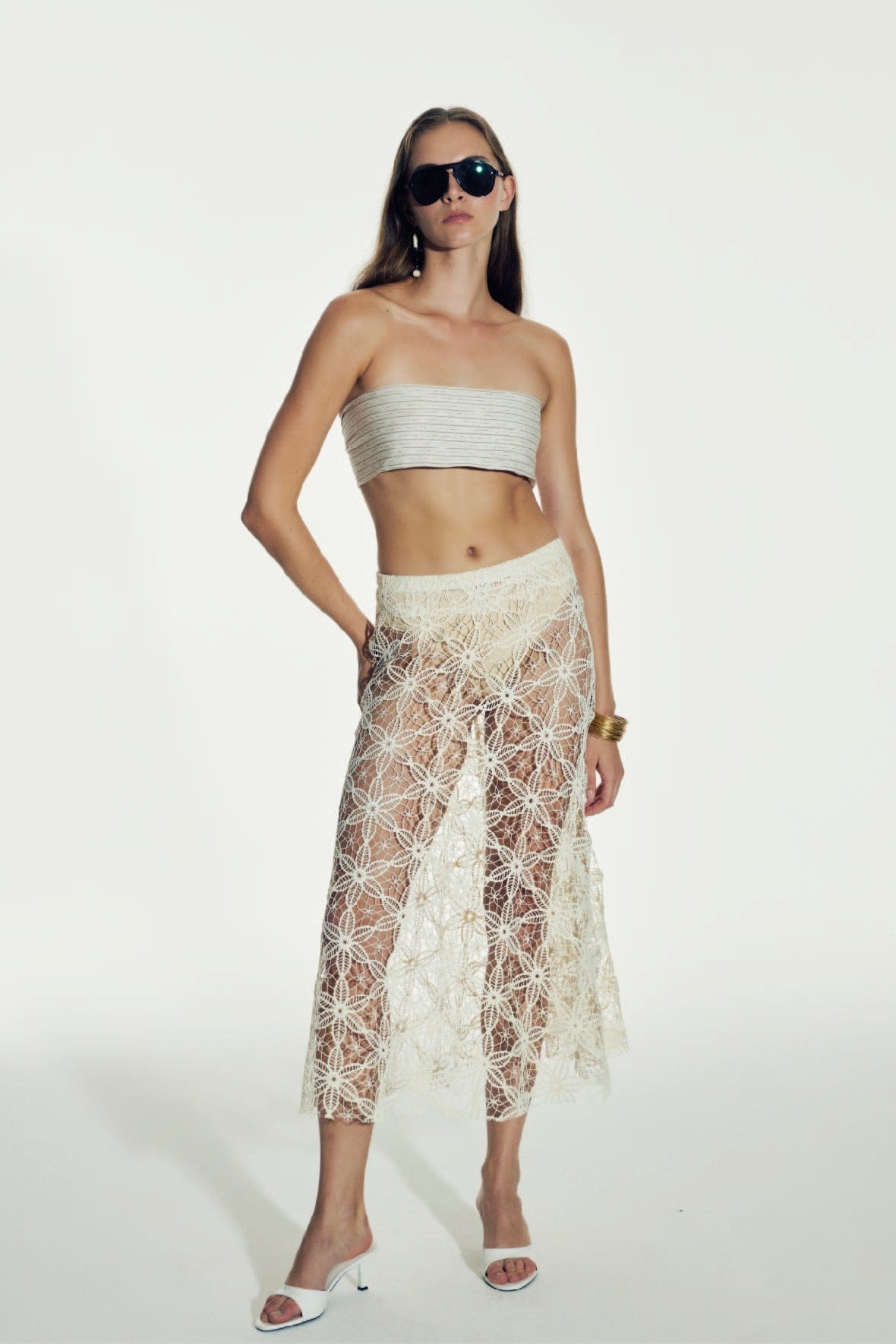 Clea Crochet Midi Skirt in Pear Sorbet made by Nazli Ceren