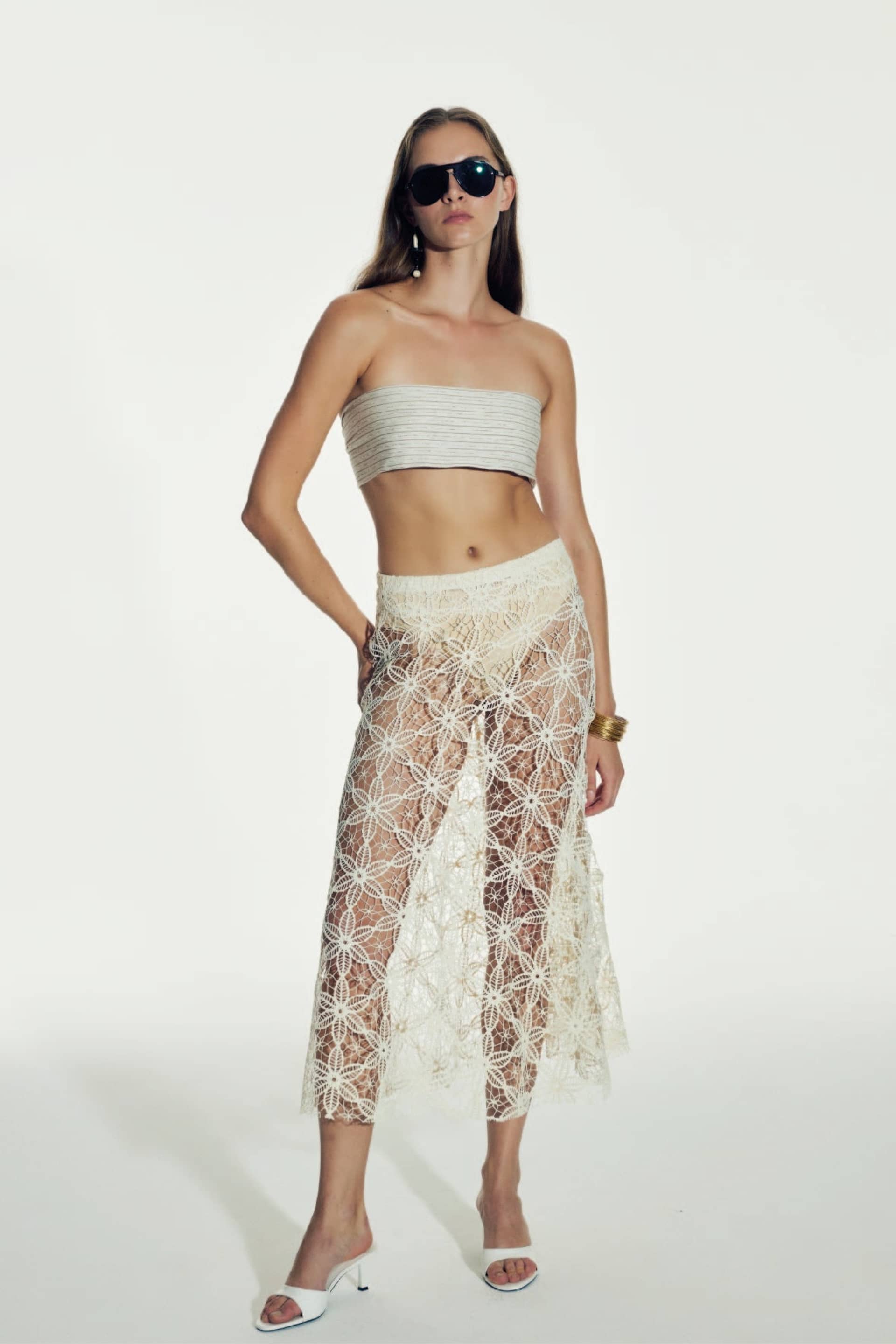 Clea Crochet Midi Skirt in Pear Sorbet made by Nazli Ceren