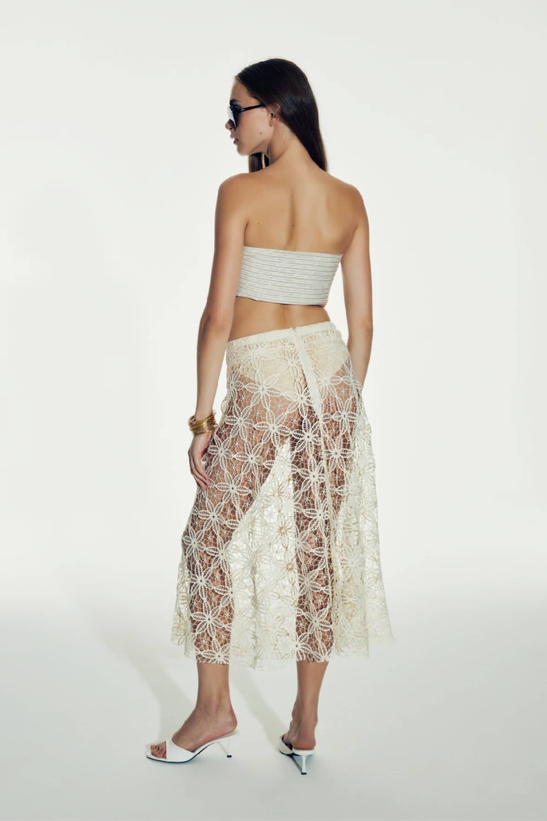 Clea Crochet Midi Skirt in Pear Sorbet made by Nazli Ceren