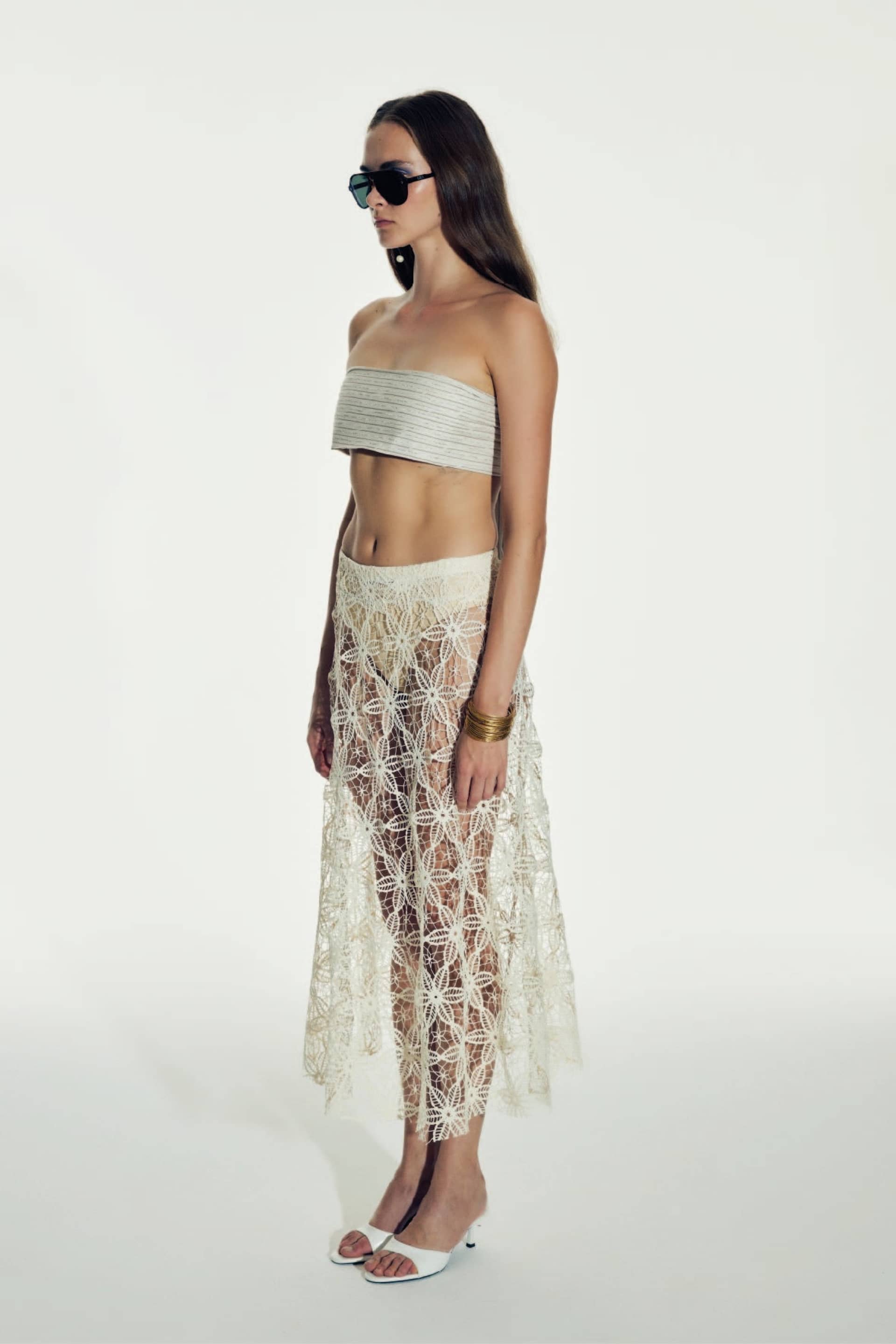 Clea Crochet Midi Skirt in Pear Sorbet made by Nazli Ceren