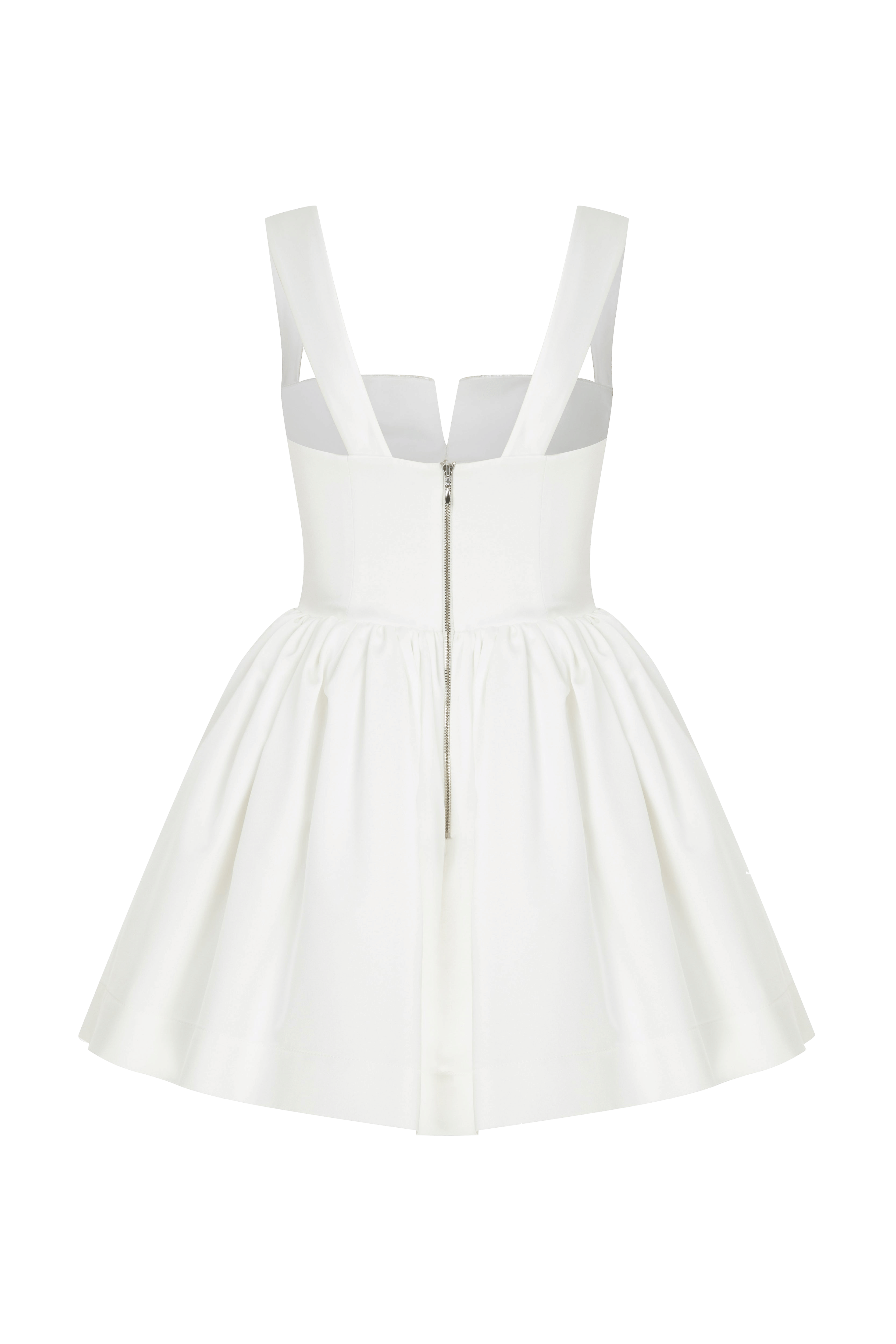 Leanne Satin Mini Dress in Lily White made by Nazli Ceren