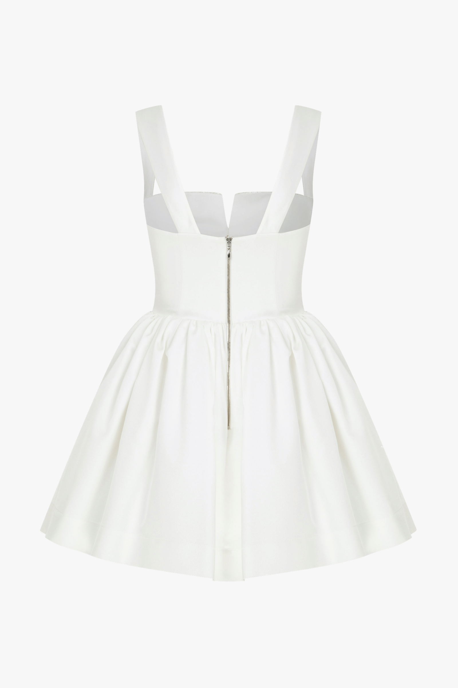 Leanne Satin Mini Dress in Lily White made by Nazli Ceren