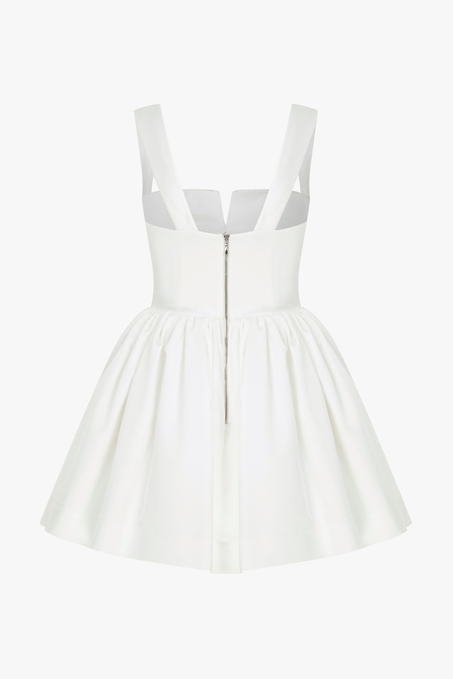 Leanne Satin Mini Dress in Lily White made by Nazli Ceren