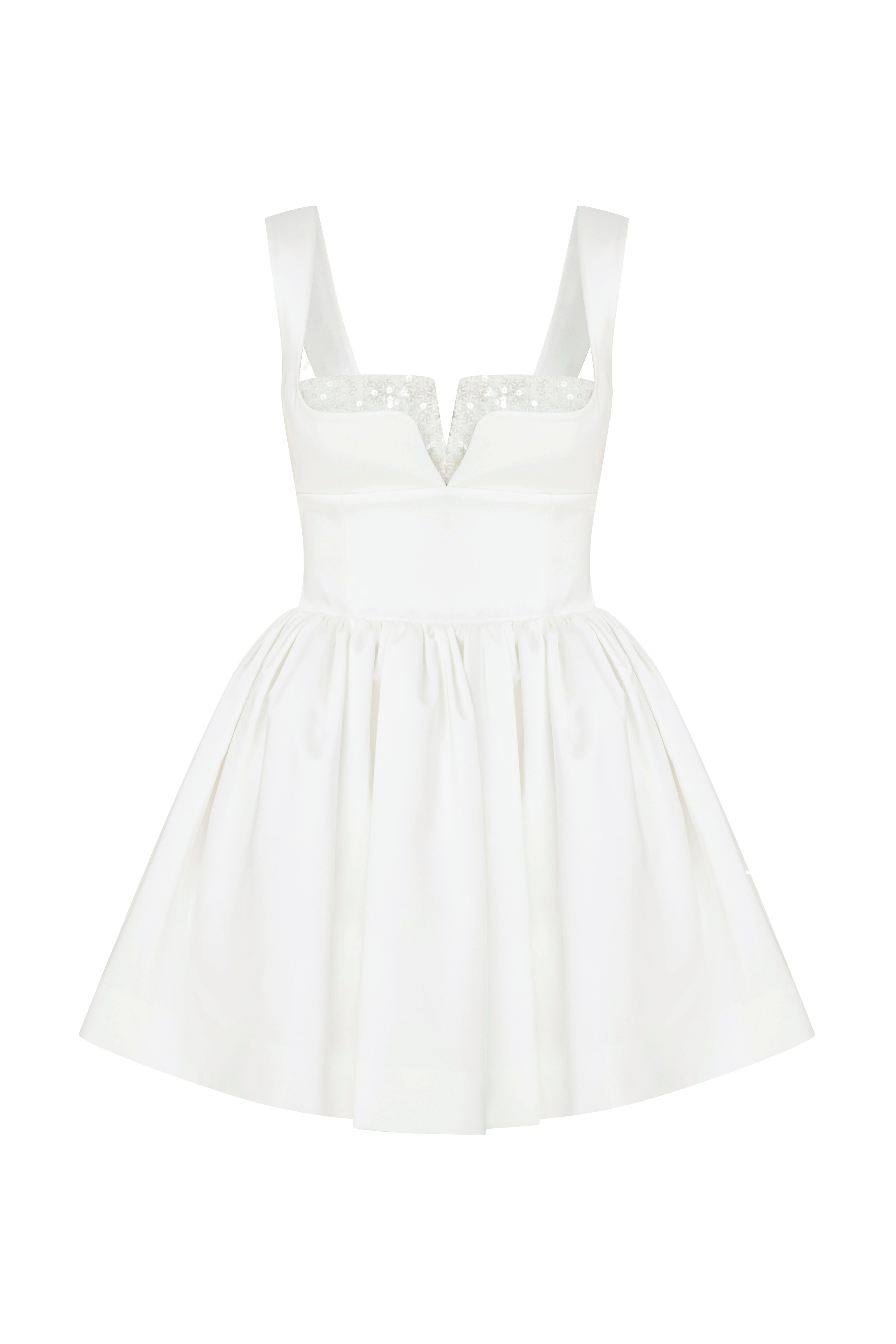 Leanne Satin Mini Dress in Lily White made by Nazli Ceren
