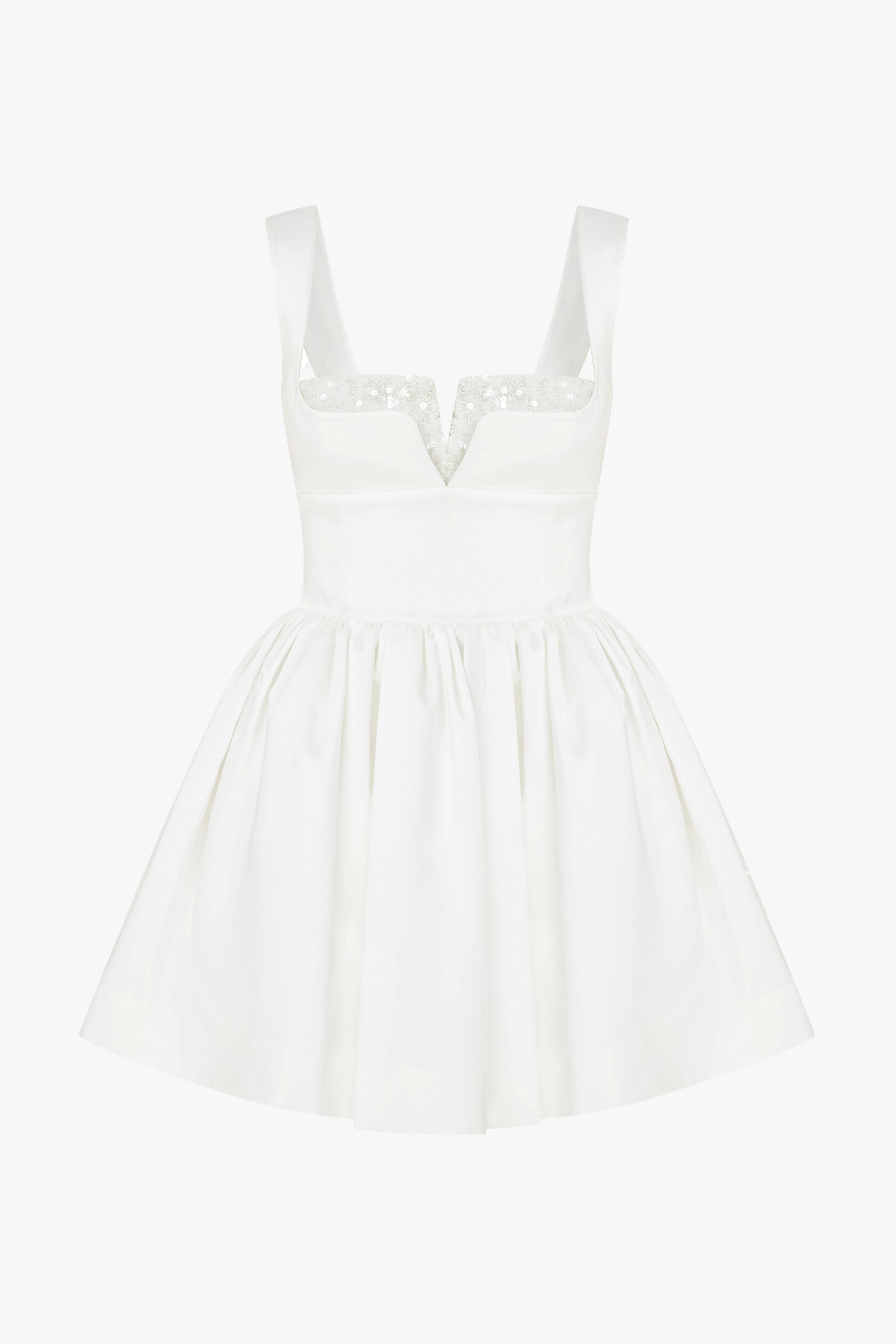 Leanne Satin Mini Dress in Lily White made by Nazli Ceren