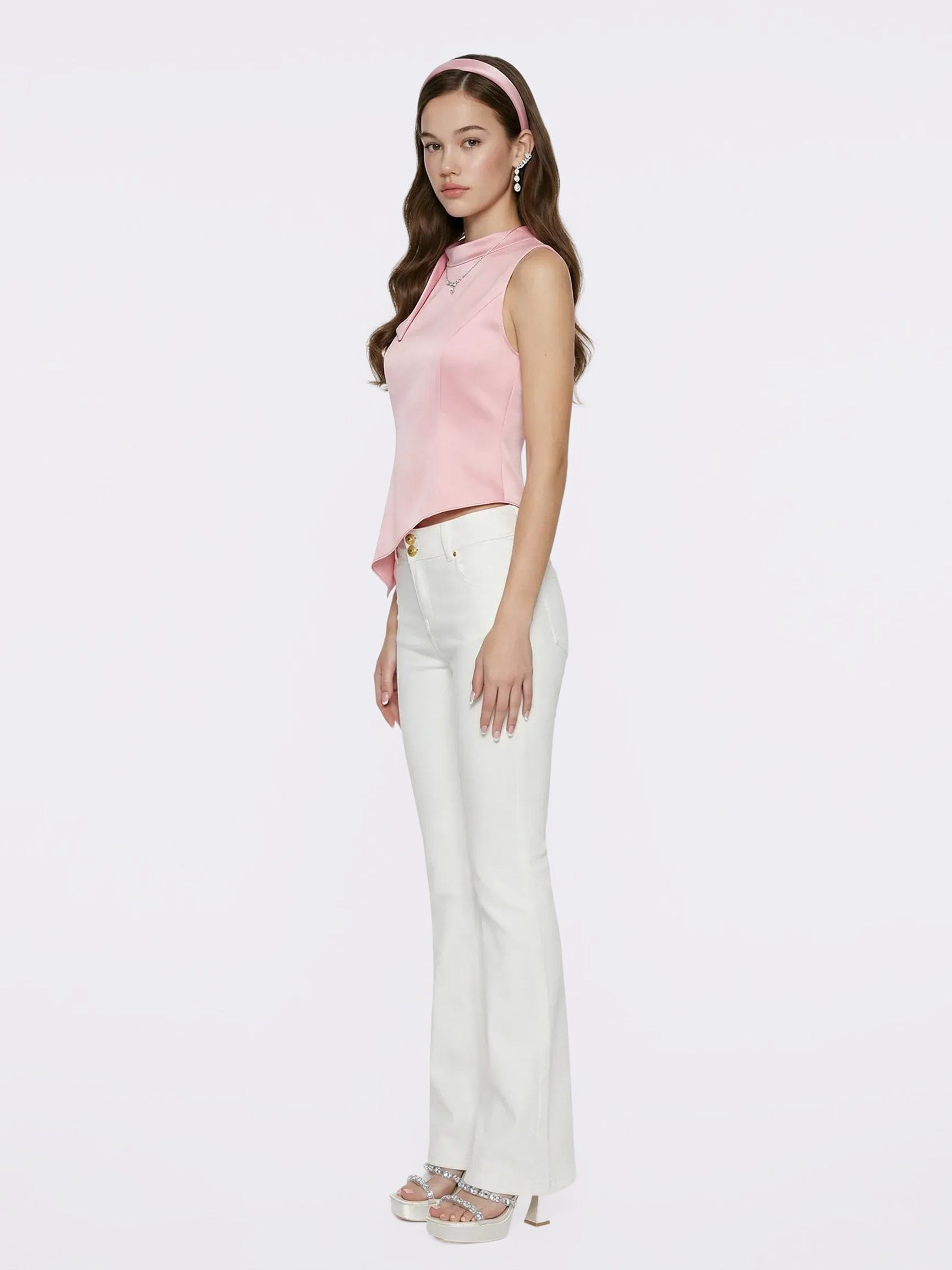 Lily Satin Bow Detail Pink Top made by Nana Jacqueline