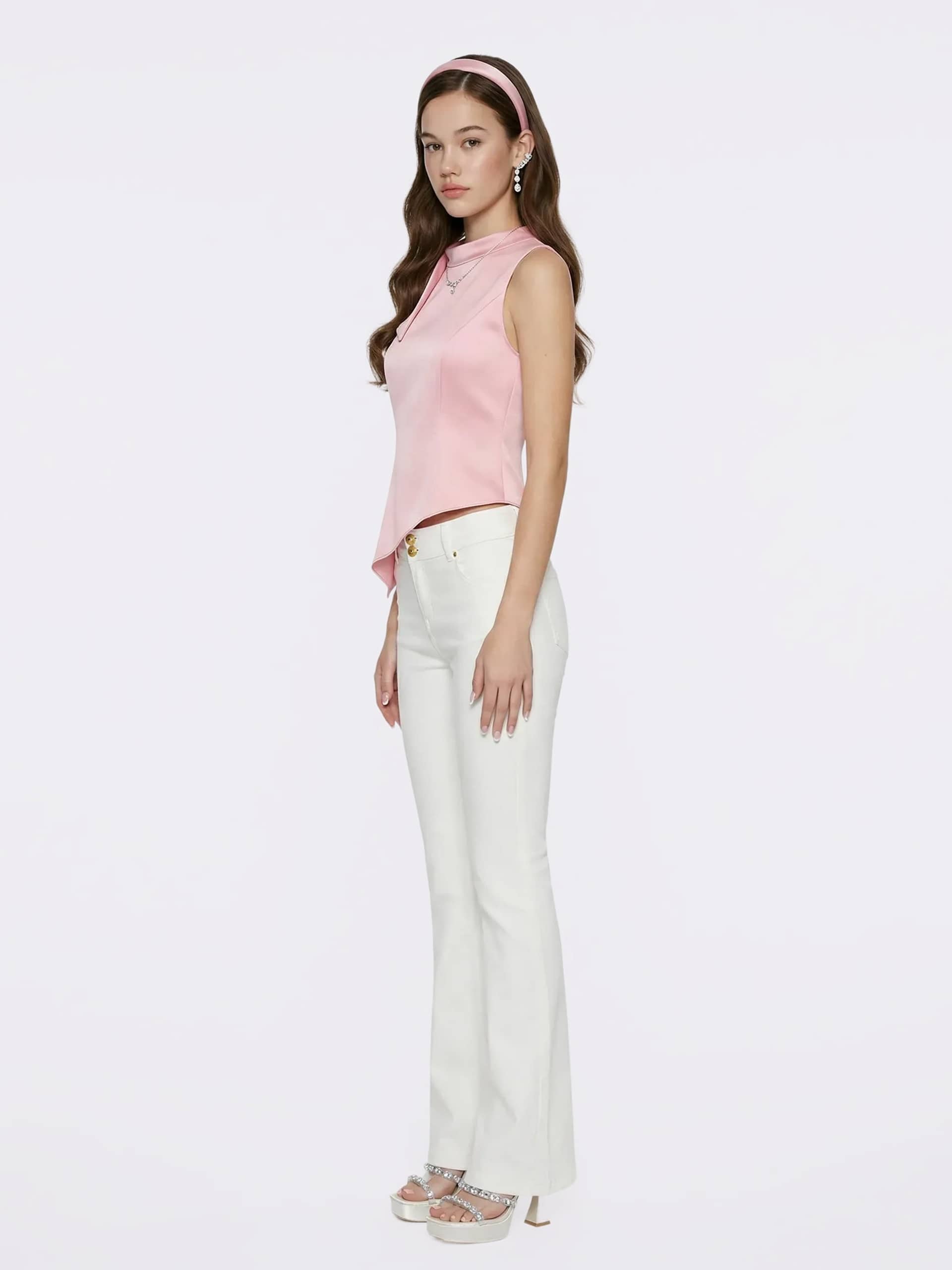 Lily Satin Bow Detail Pink Top made by Nana Jacqueline