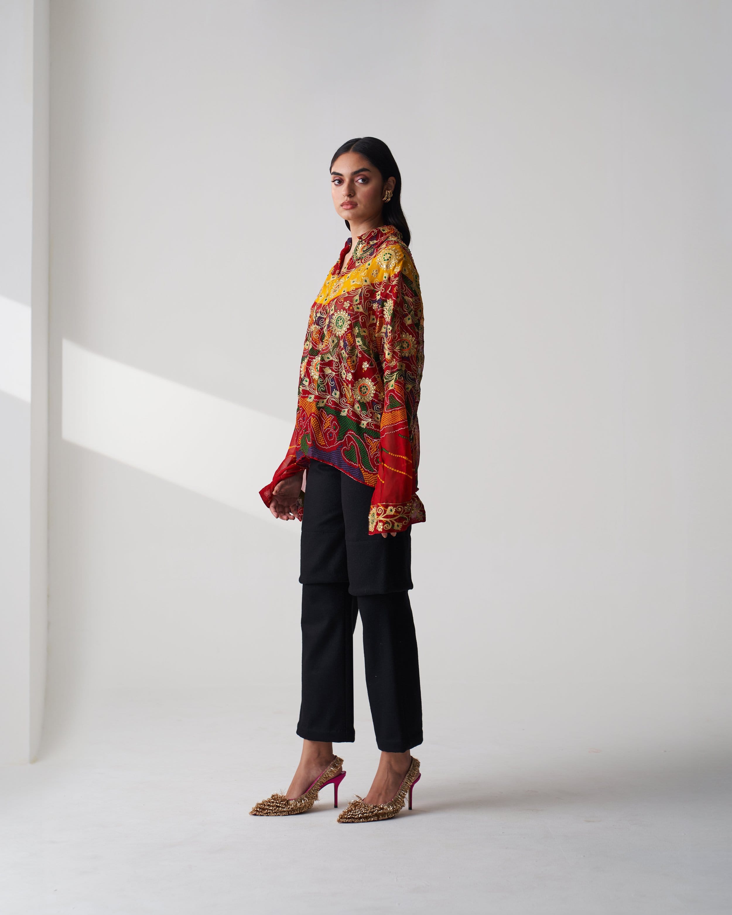 Upcycled Odhni Embroidered Shirt made by Szabo Sihag