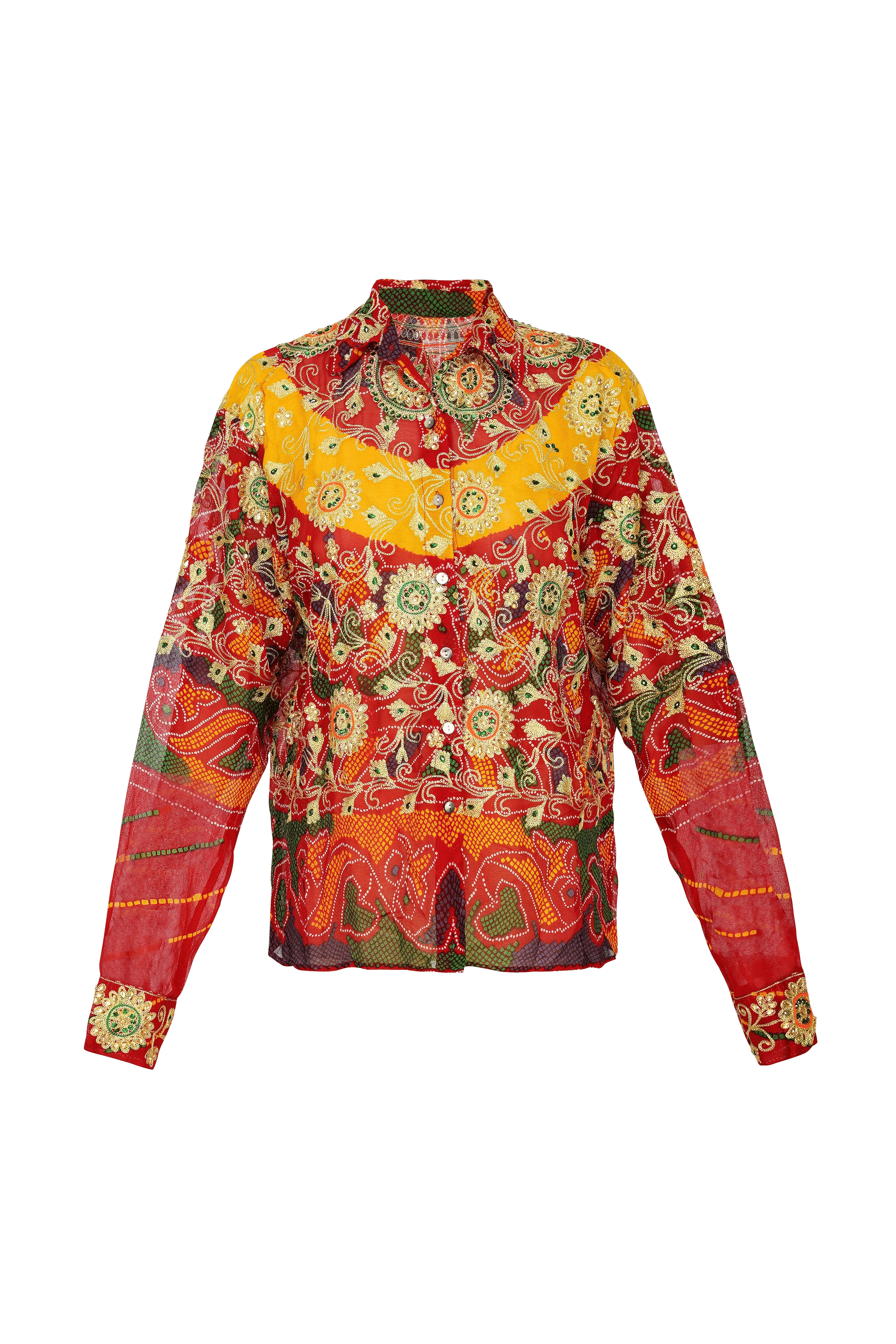 Upcycled Odhni Embroidered Shirt made by Szabo Sihag