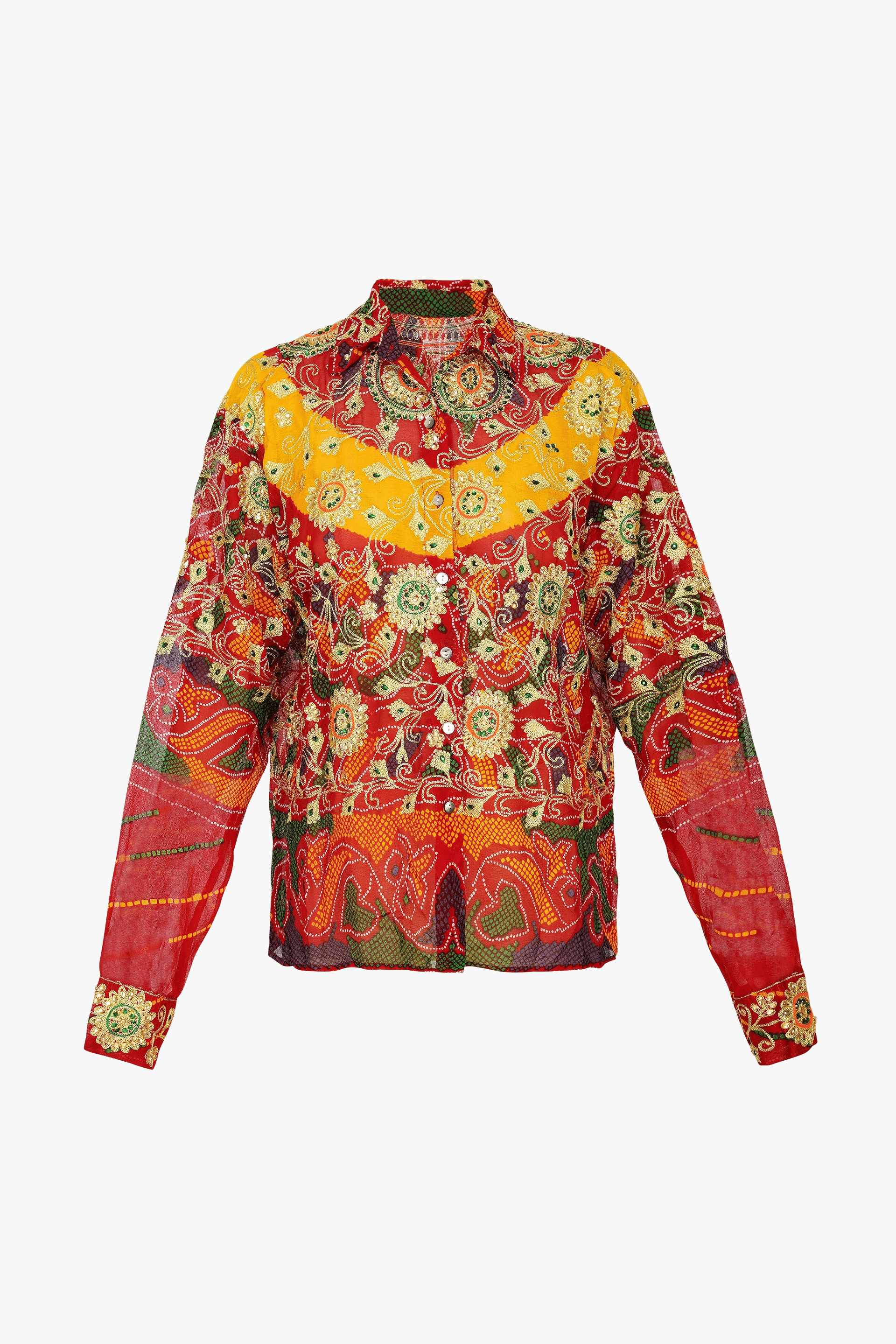 Upcycled Odhni Embroidered Shirt made by Szabo Sihag