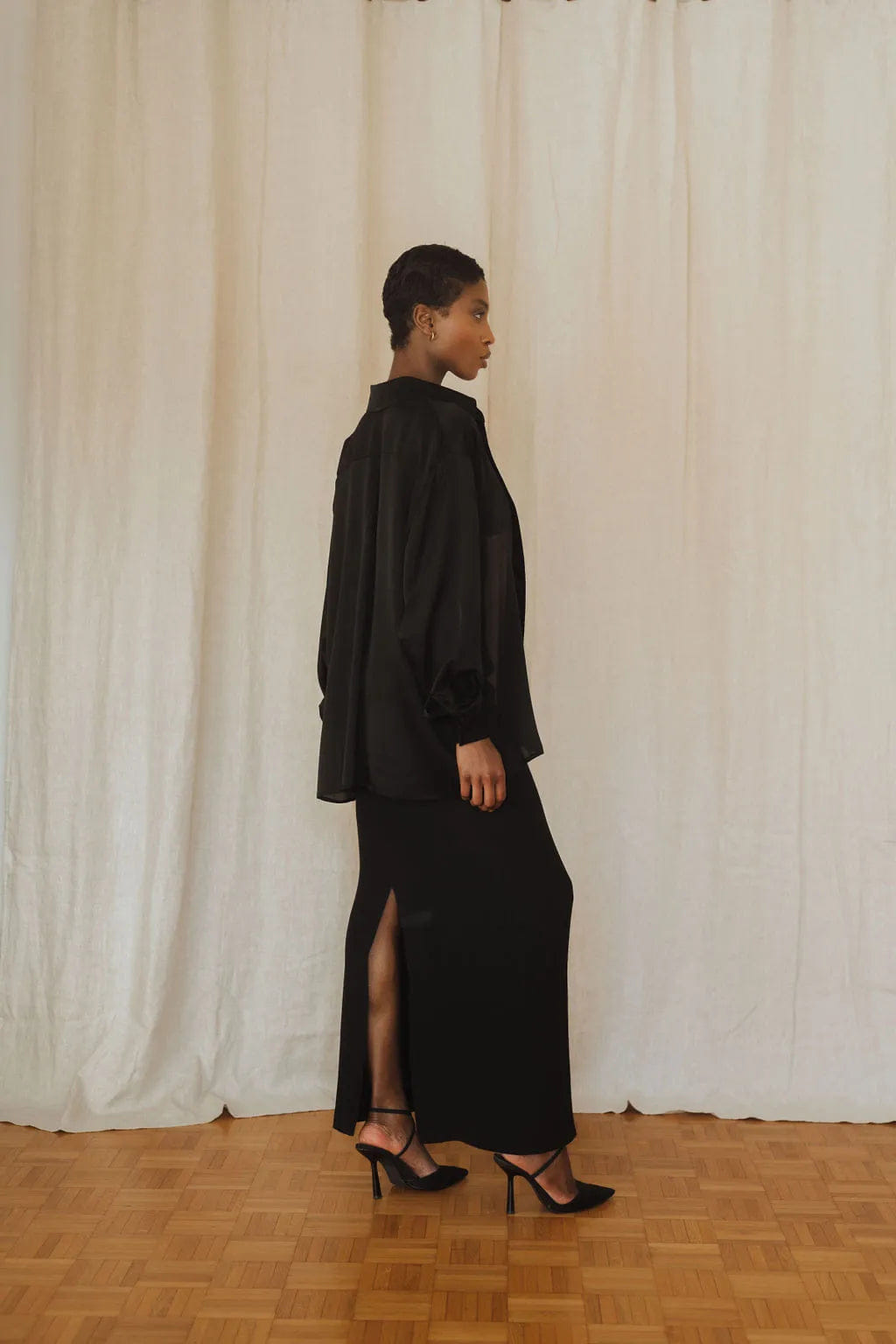 Women's Silk Shirt - Black made by MORACÉE