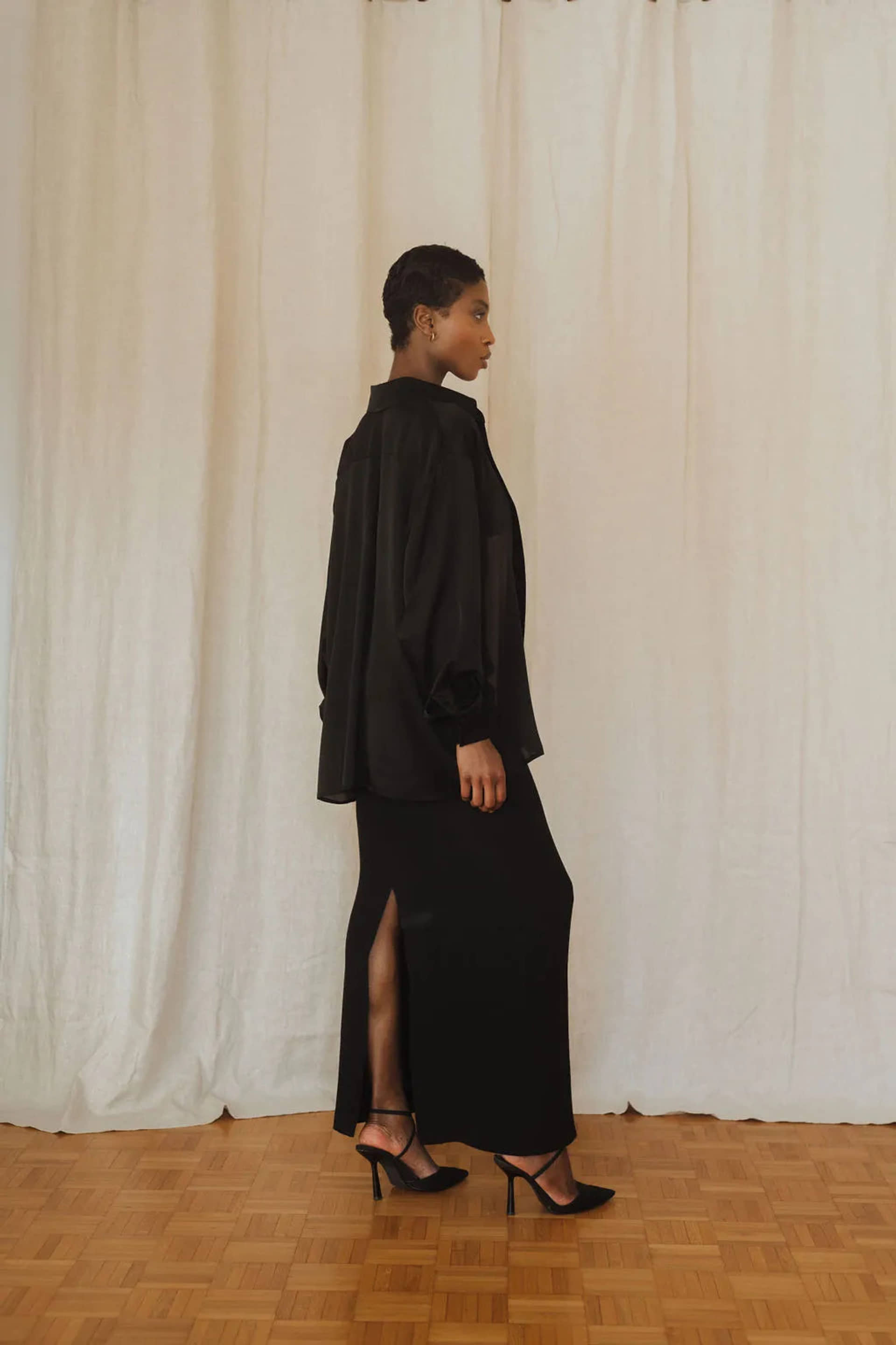 Women's Silk Shirt - Black made by MORACÉE