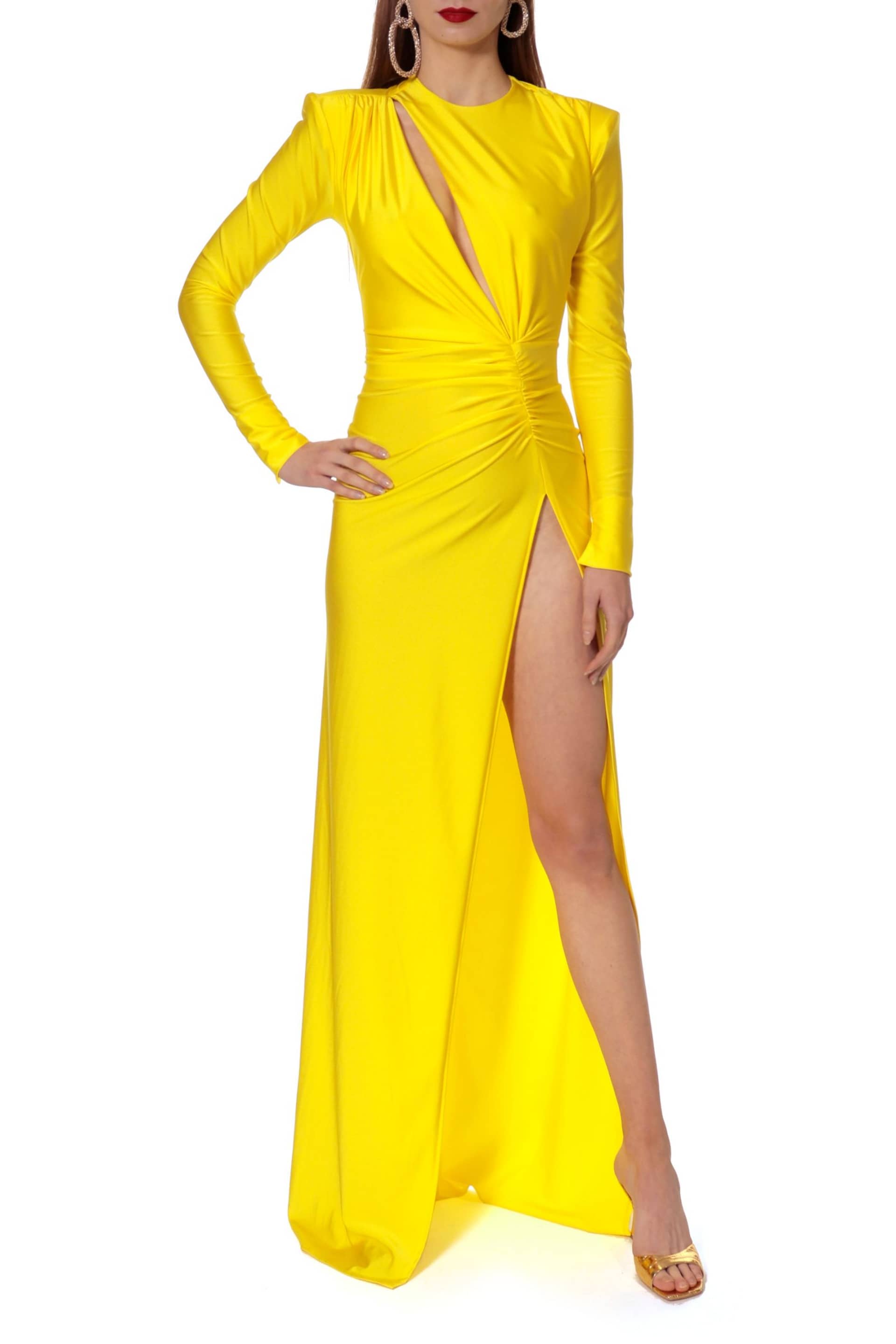 Dress Adriana Super Yellow in Yellow made by HALEWSKI