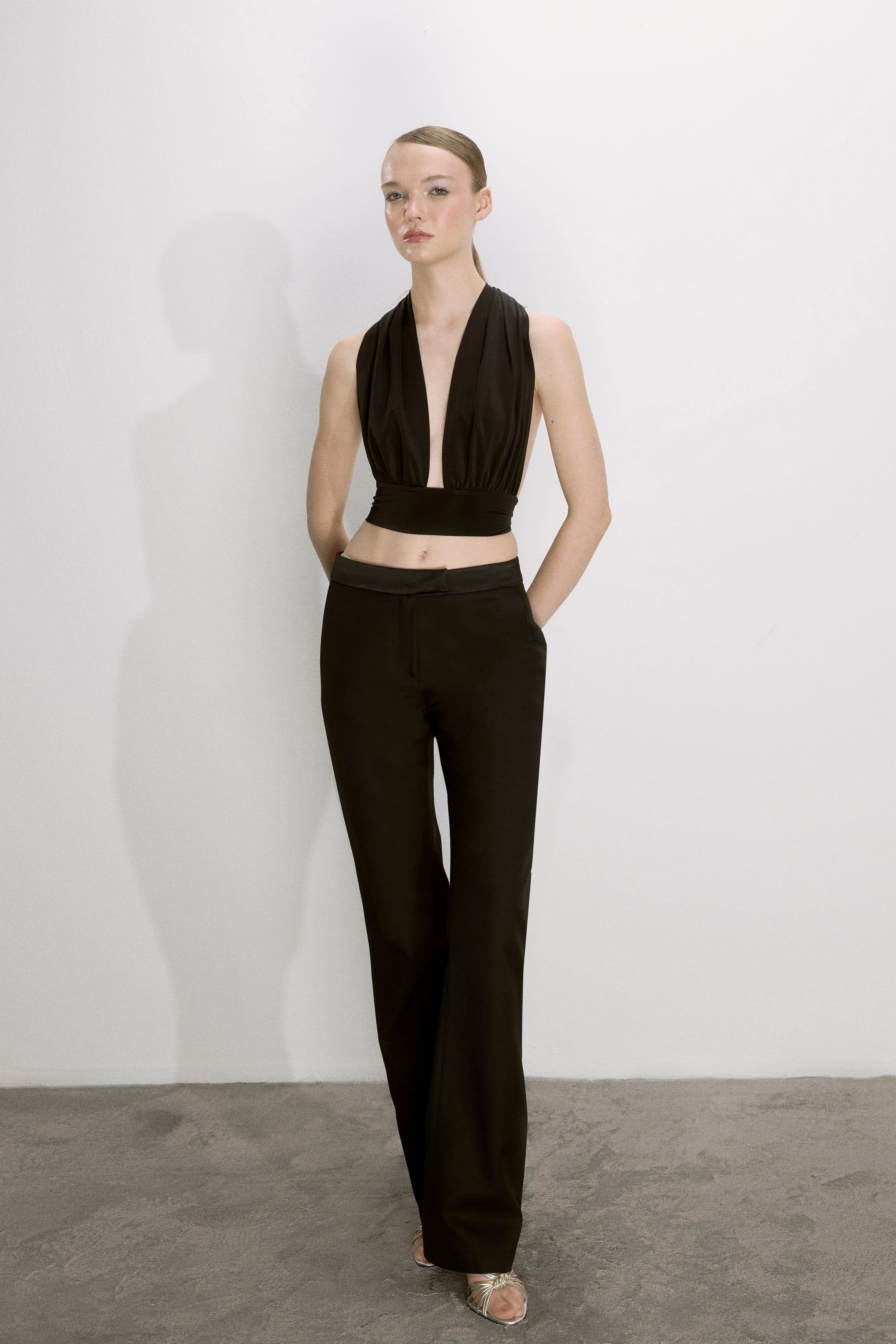 Ines Jersey Blouse In Black made by Nazli Ceren