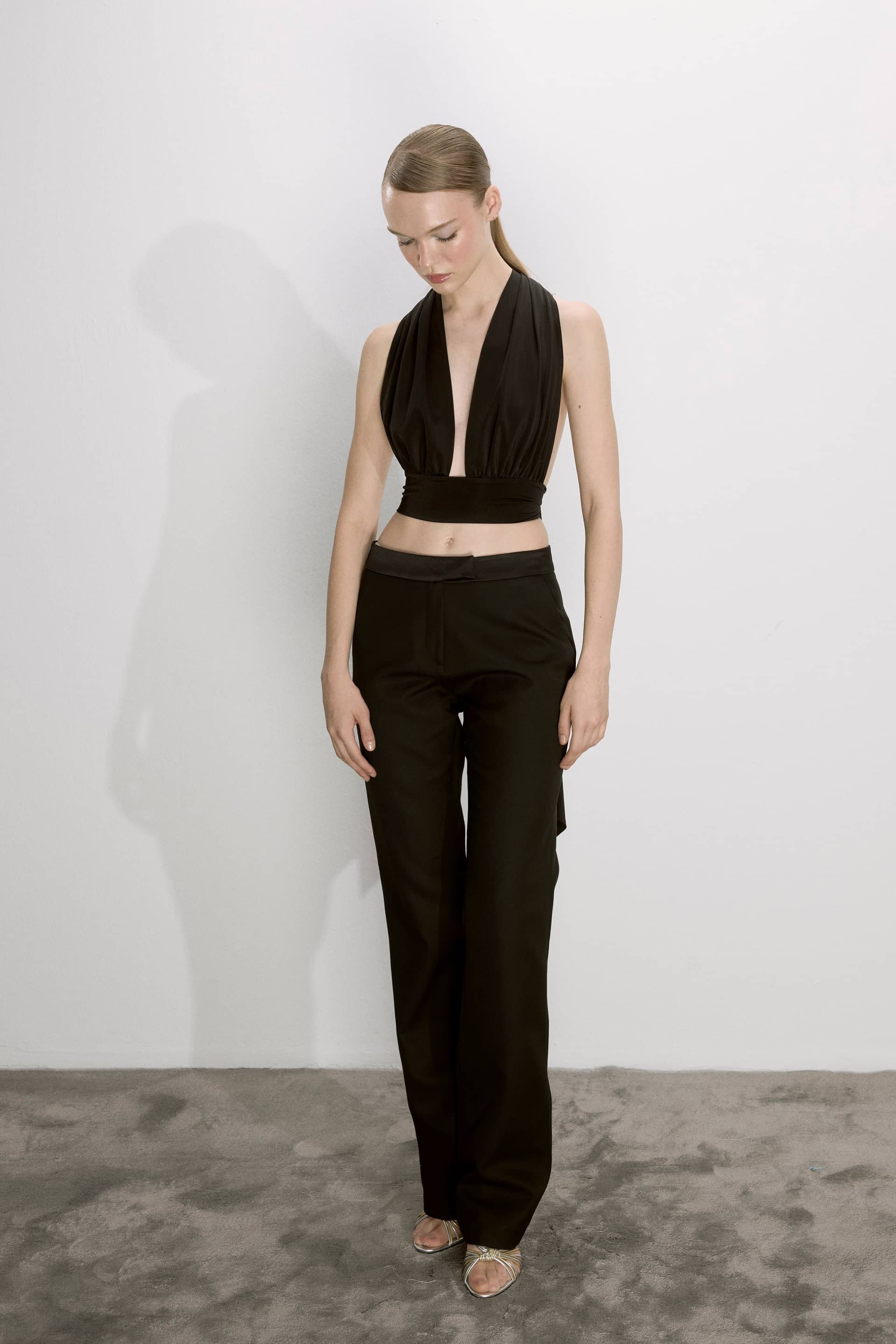 Ines Jersey Blouse In Black made by Nazli Ceren