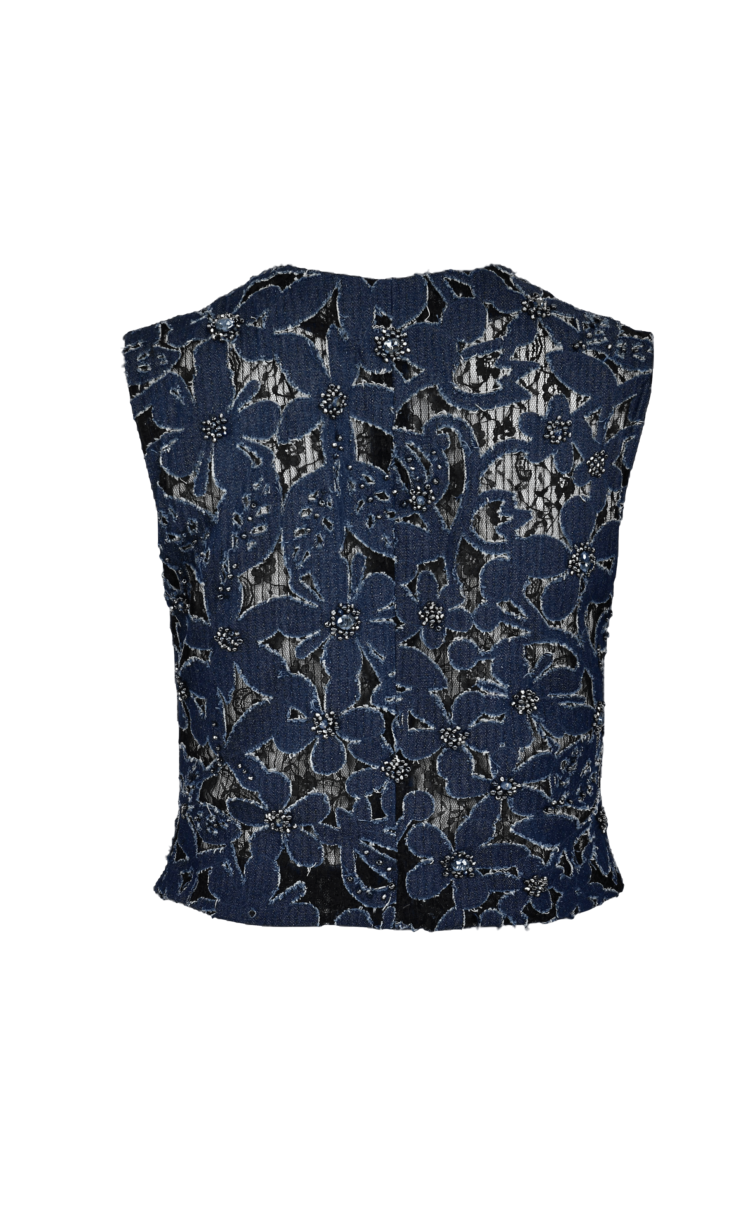 Luces Denim Hand Embroidered Vest made by Francesca Miranda