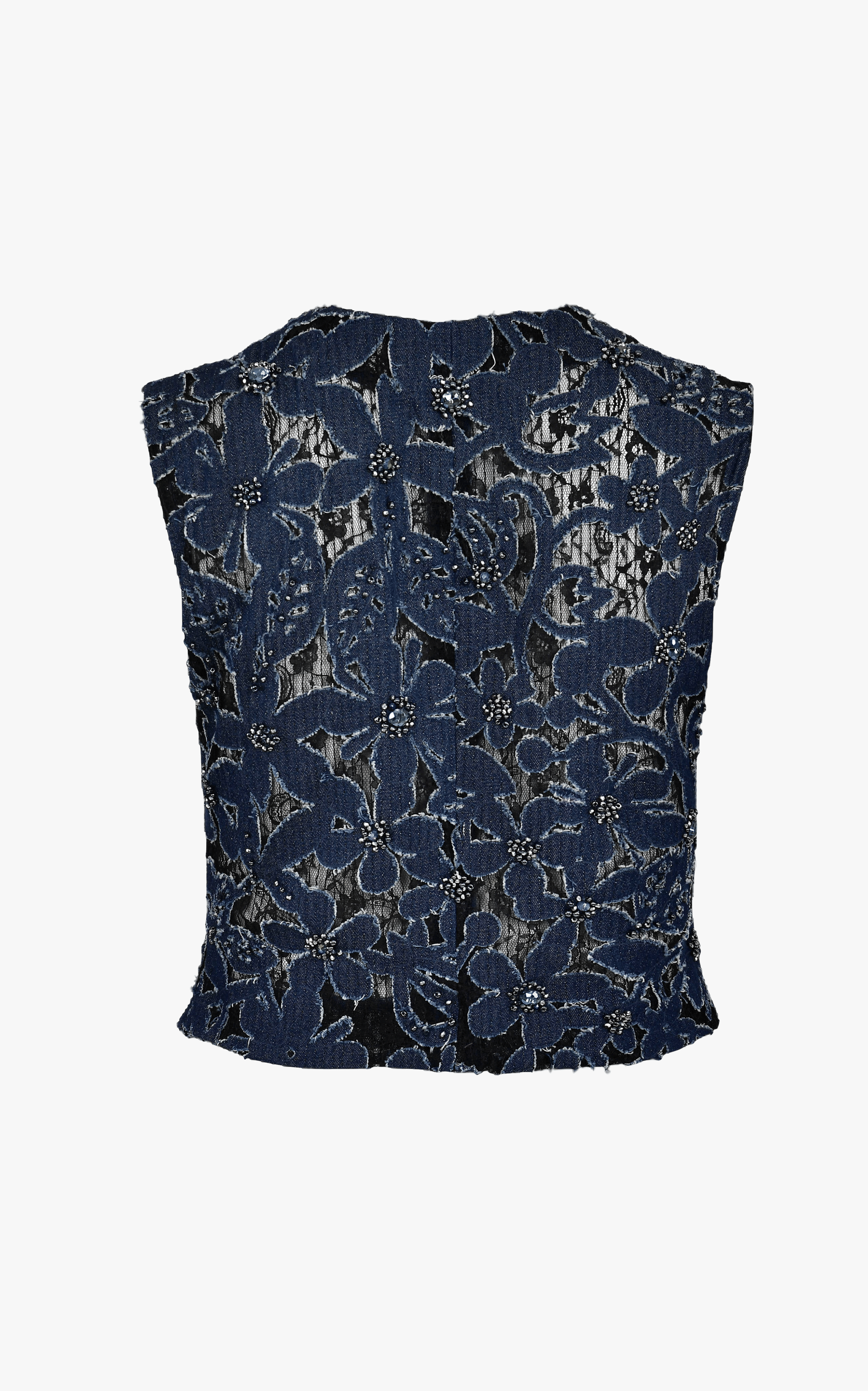 Luces Denim Hand Embroidered Vest made by Francesca Miranda