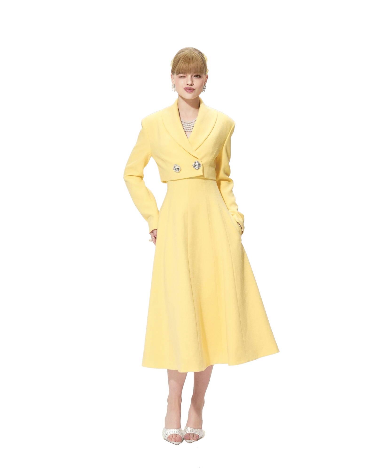 Veronica Crop Blazer (Yellow) made by Nana Jacqueline