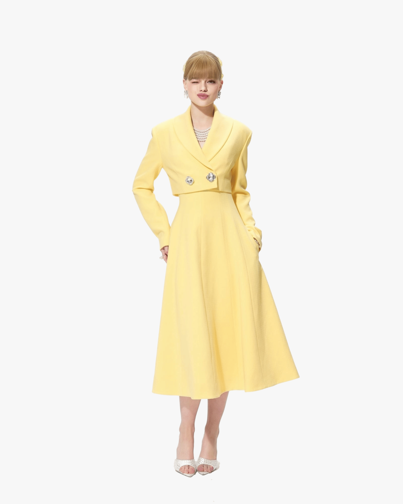 Veronica Crop Blazer (Yellow) made by Nana Jacqueline