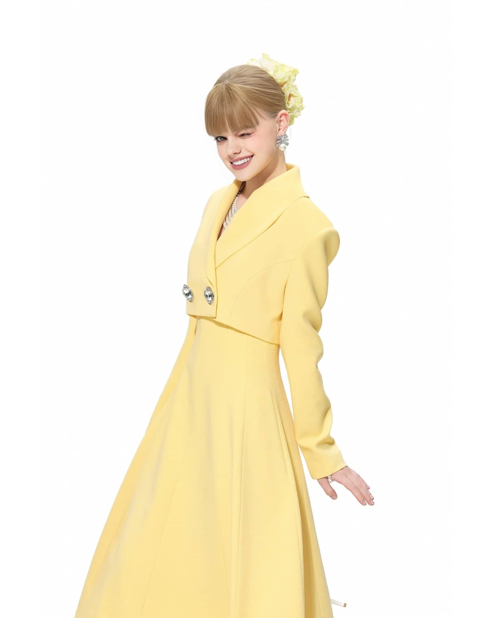 Veronica Crop Blazer (Yellow) made by Nana Jacqueline