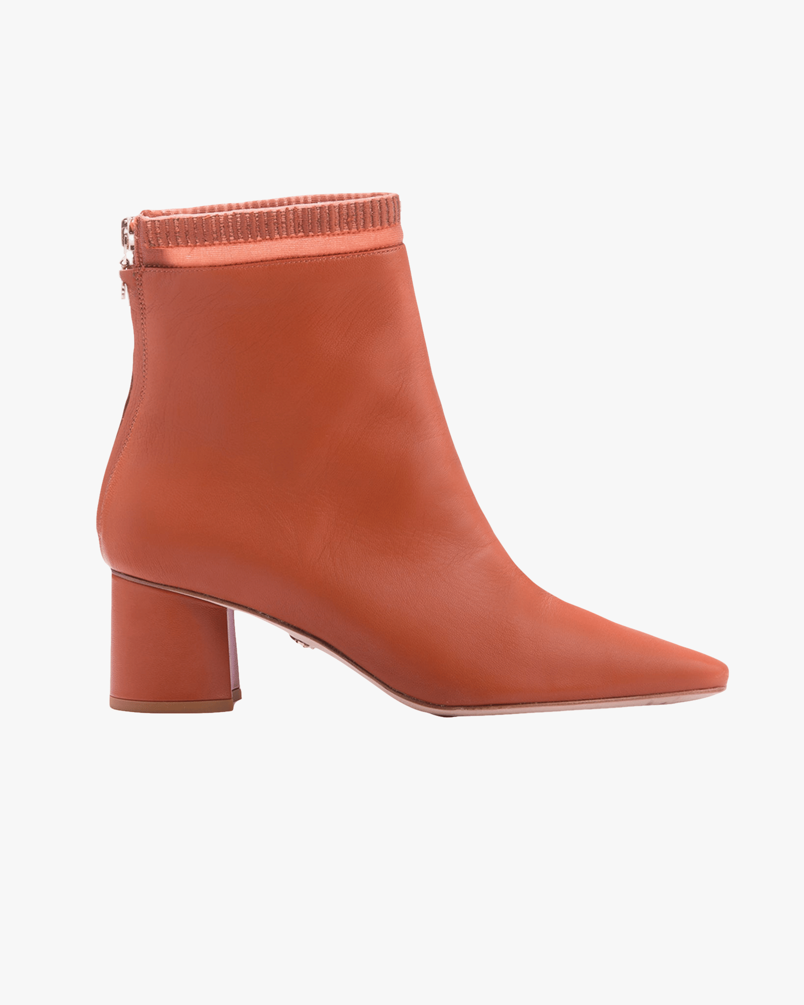 Embroidered Sock Boot 55 Sienna Leather in Orange made by ATANA