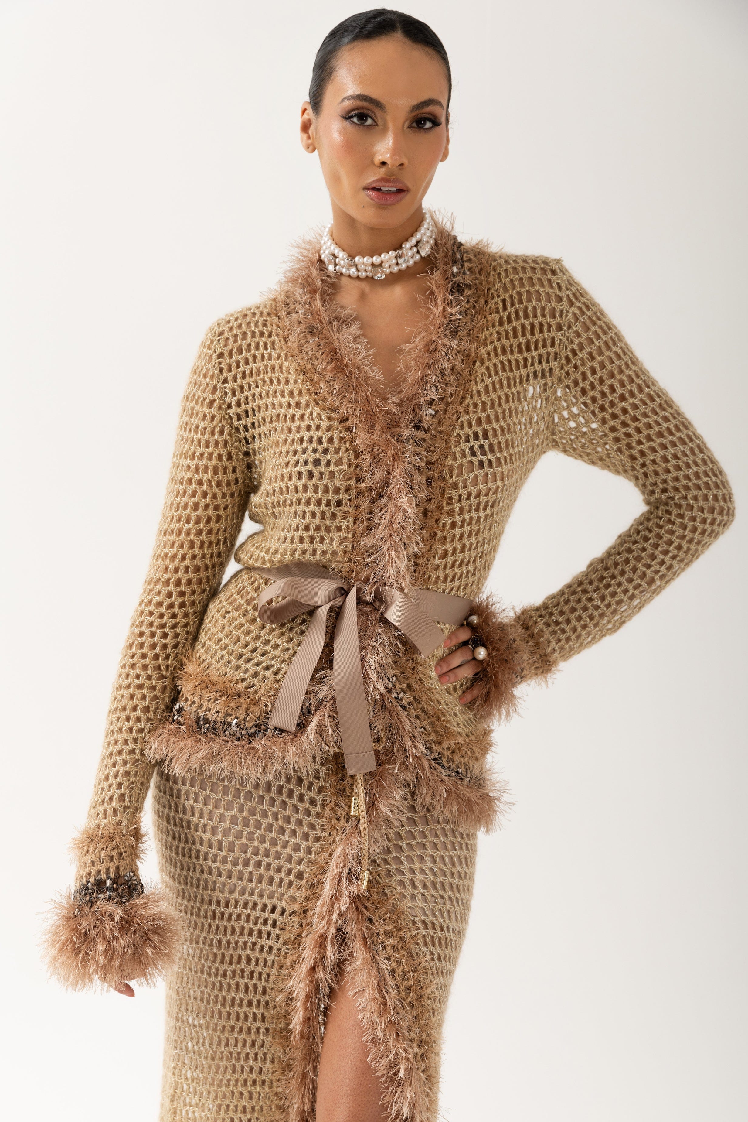 Brown Handmade Knit Cardigan made by ANDREEVA