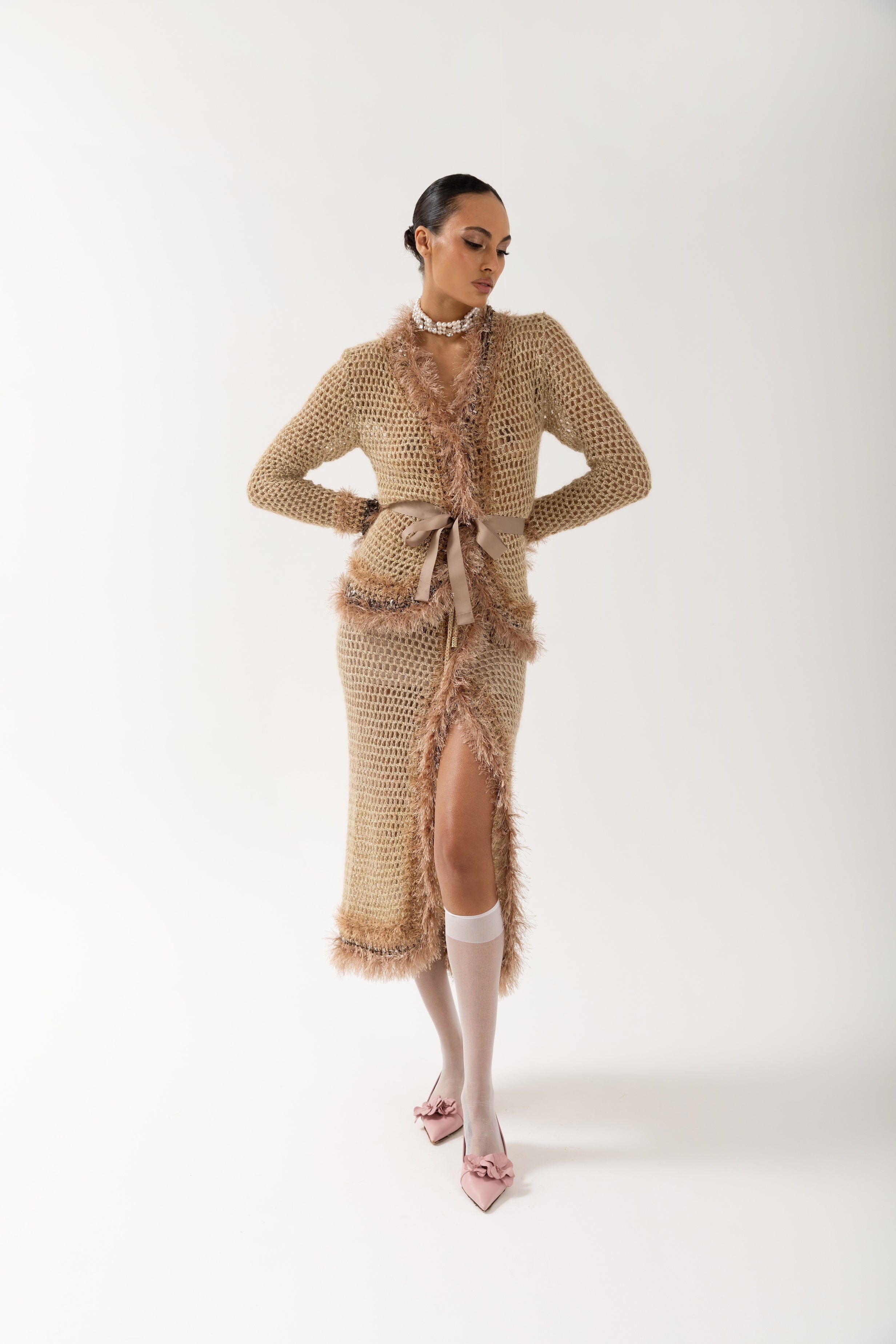 Brown Handmade Knit Cardigan made by ANDREEVA