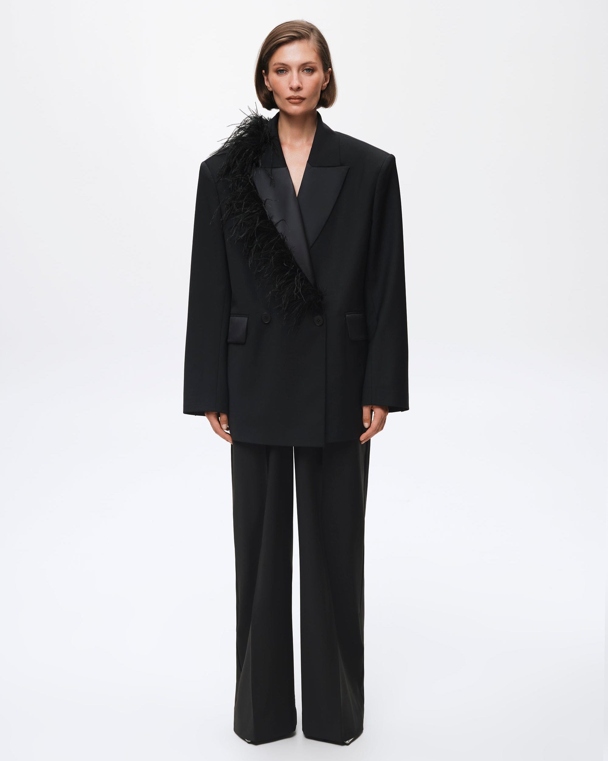 Oversized Tuxedo Jacket With Boa made by Gasanova