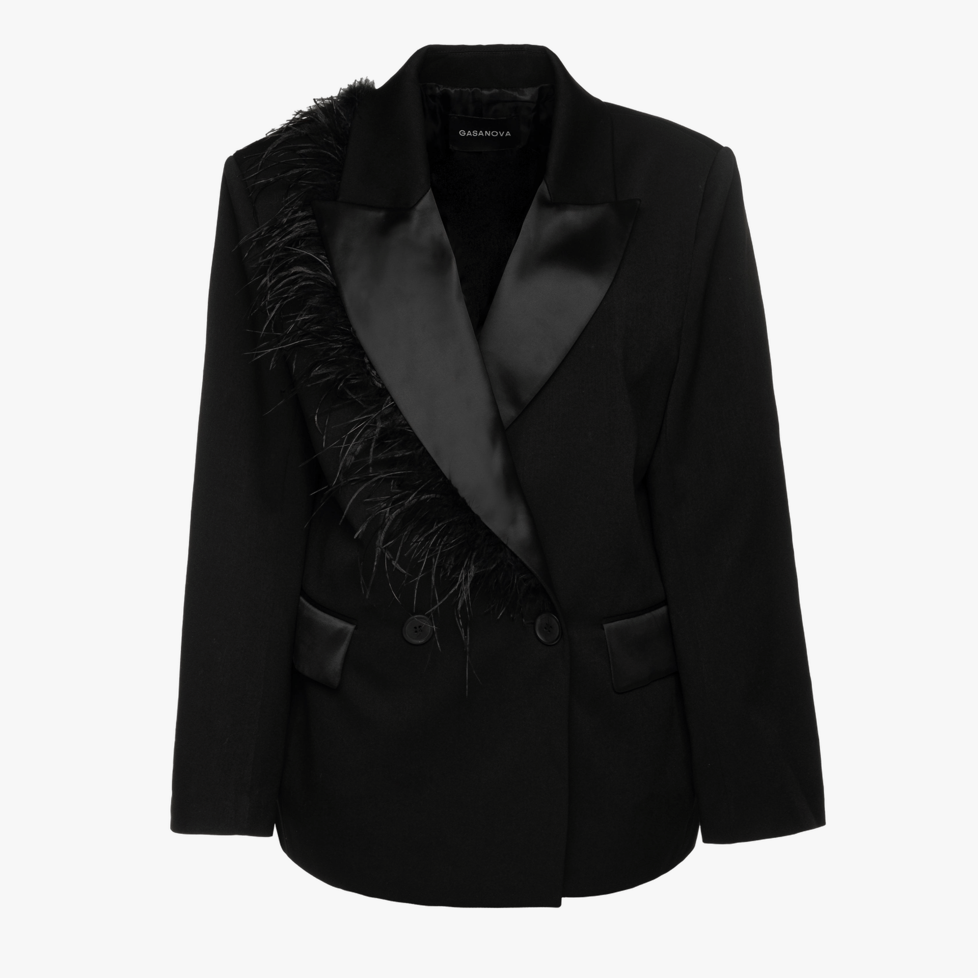 Oversized Tuxedo Jacket With Boa made by Gasanova