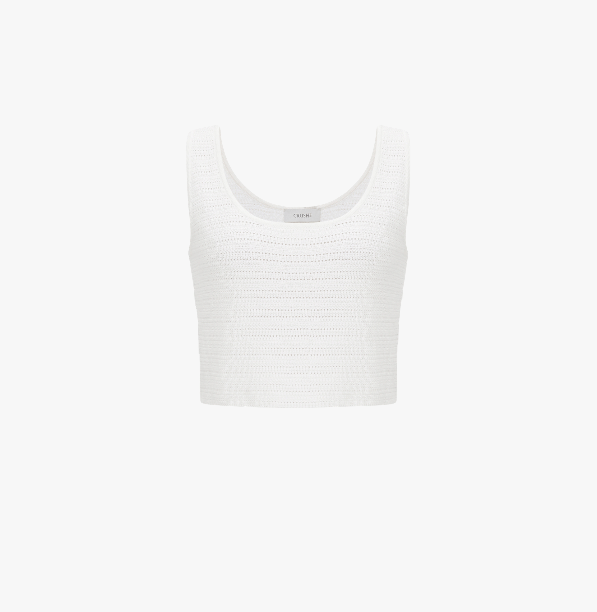 SILK WOOL BLEND POINTELLE-KNIT TANK TOP in White made by CRUSH Collection