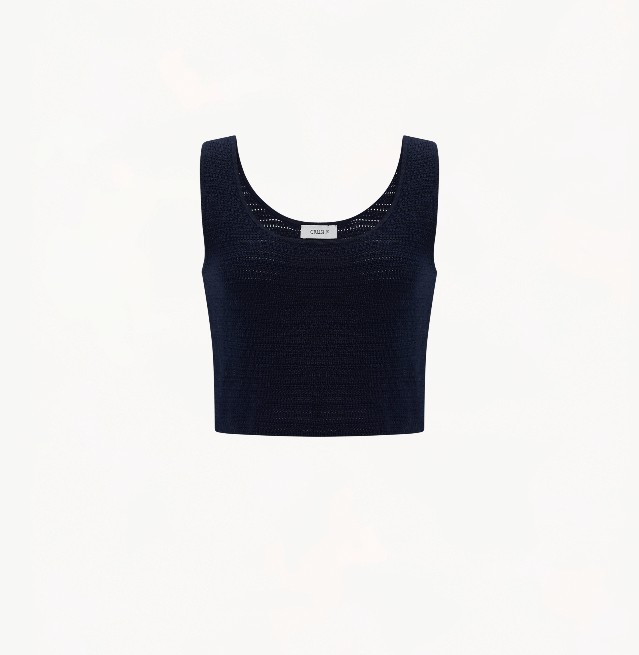 SILK WOOL BLEND POINTELLE-KNIT TANK TOP in Blue made by CRUSH Collection